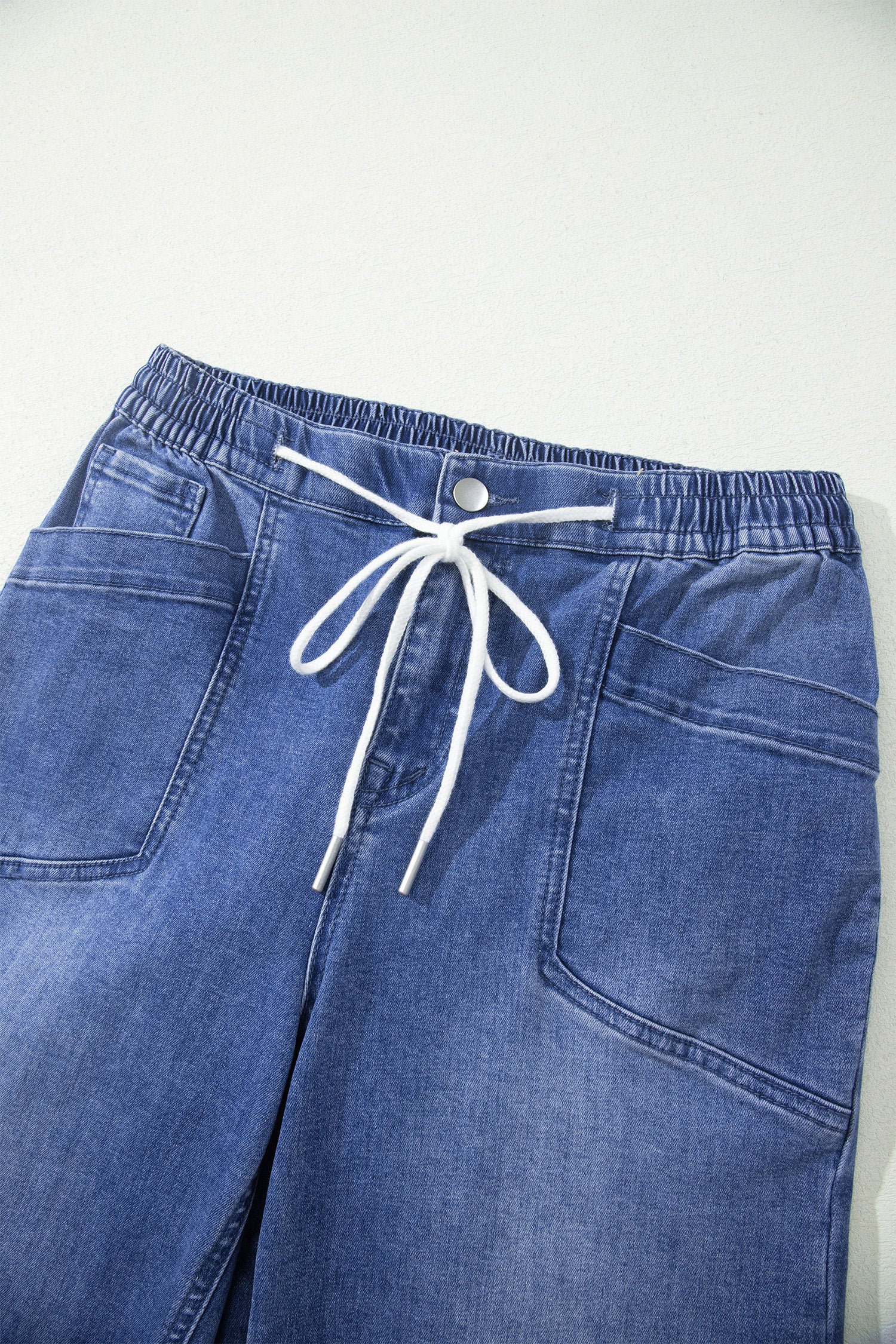 Ashleigh Blue Drawstring Waist Ankle Length Casual Jeans Regular Fit Pocket Detail Denim Pants