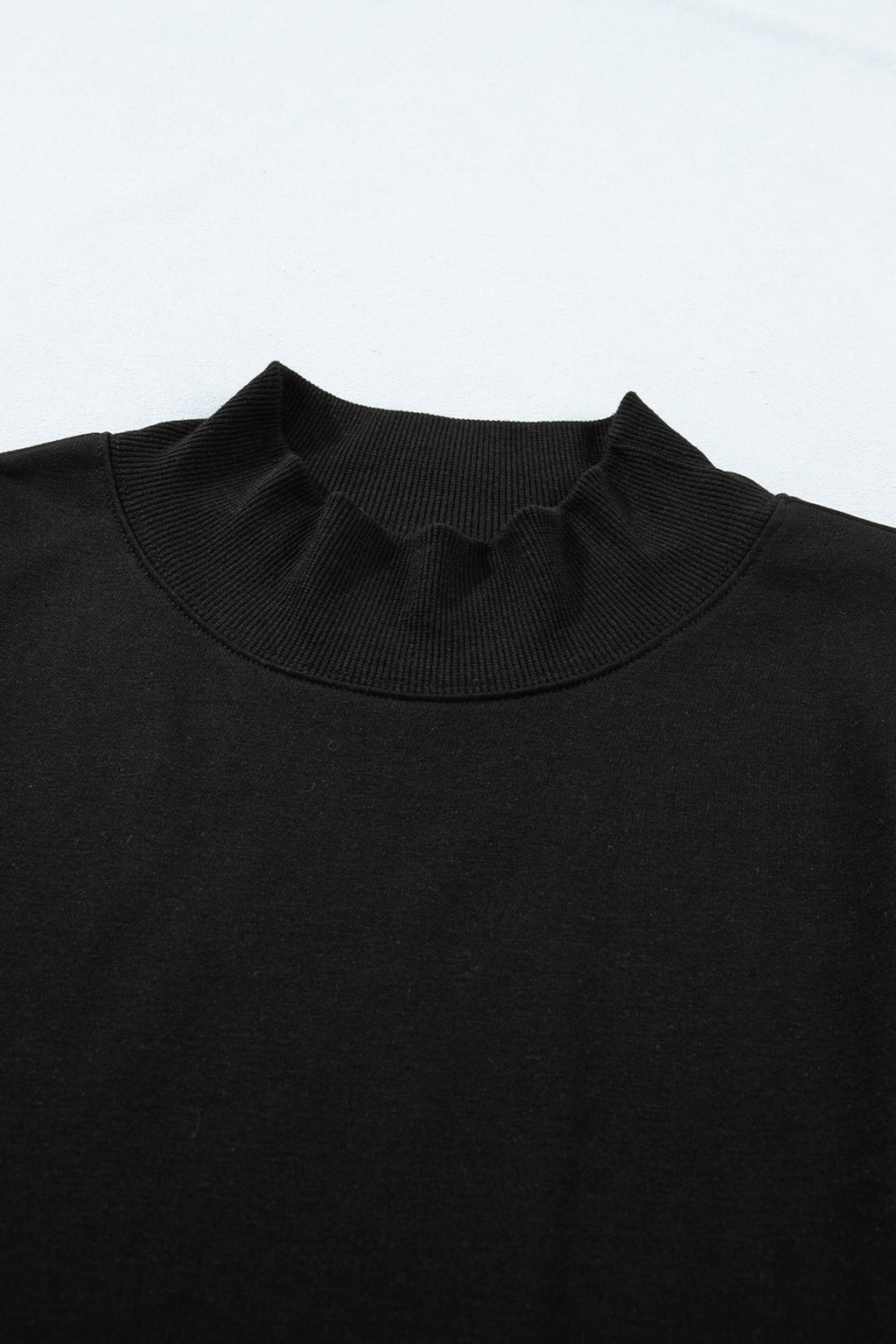 Black Solid Color High Neck Cap Sleeve Loose Top