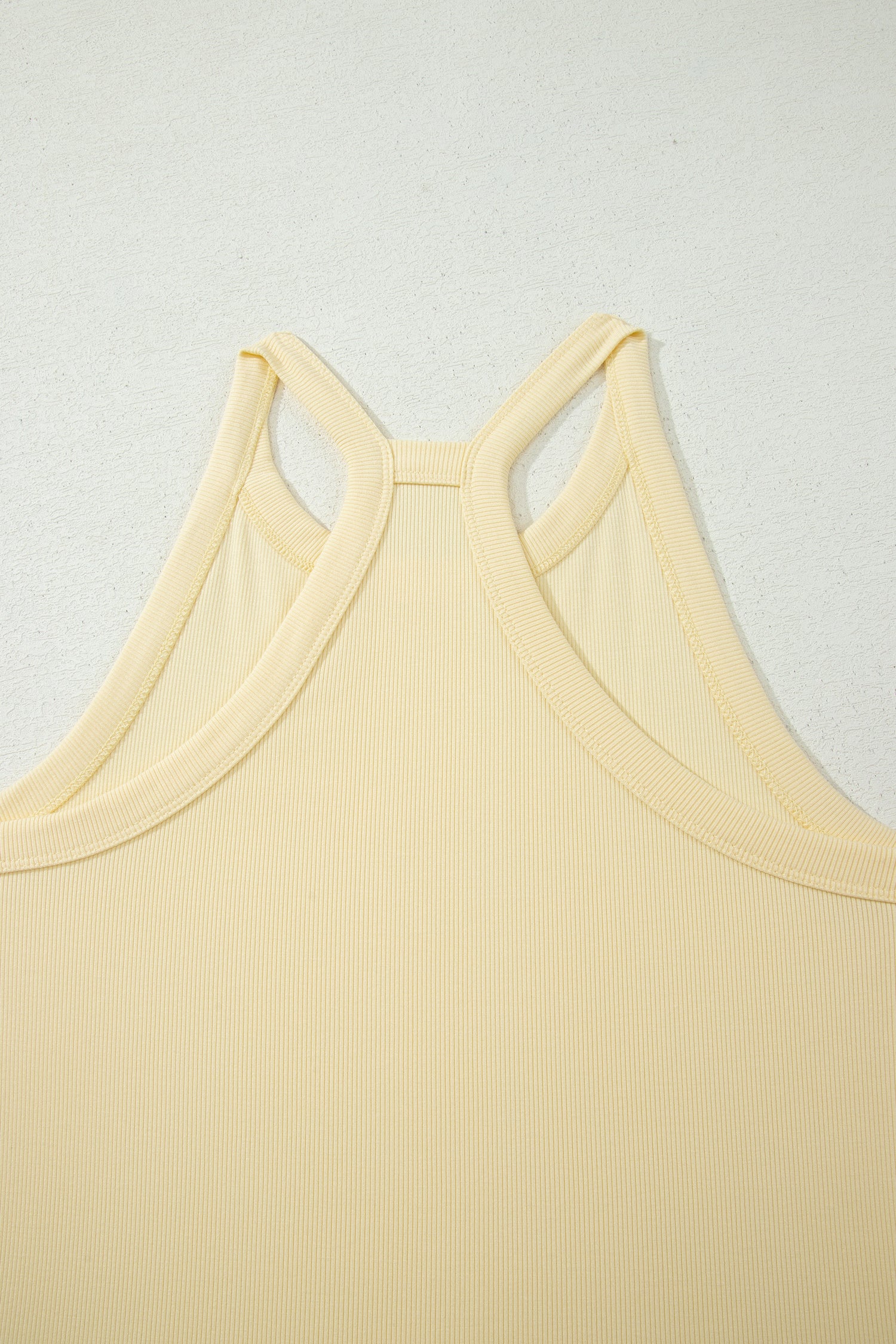Yellow Cream Slim Ribbed Tank Top and Sweatpants Set