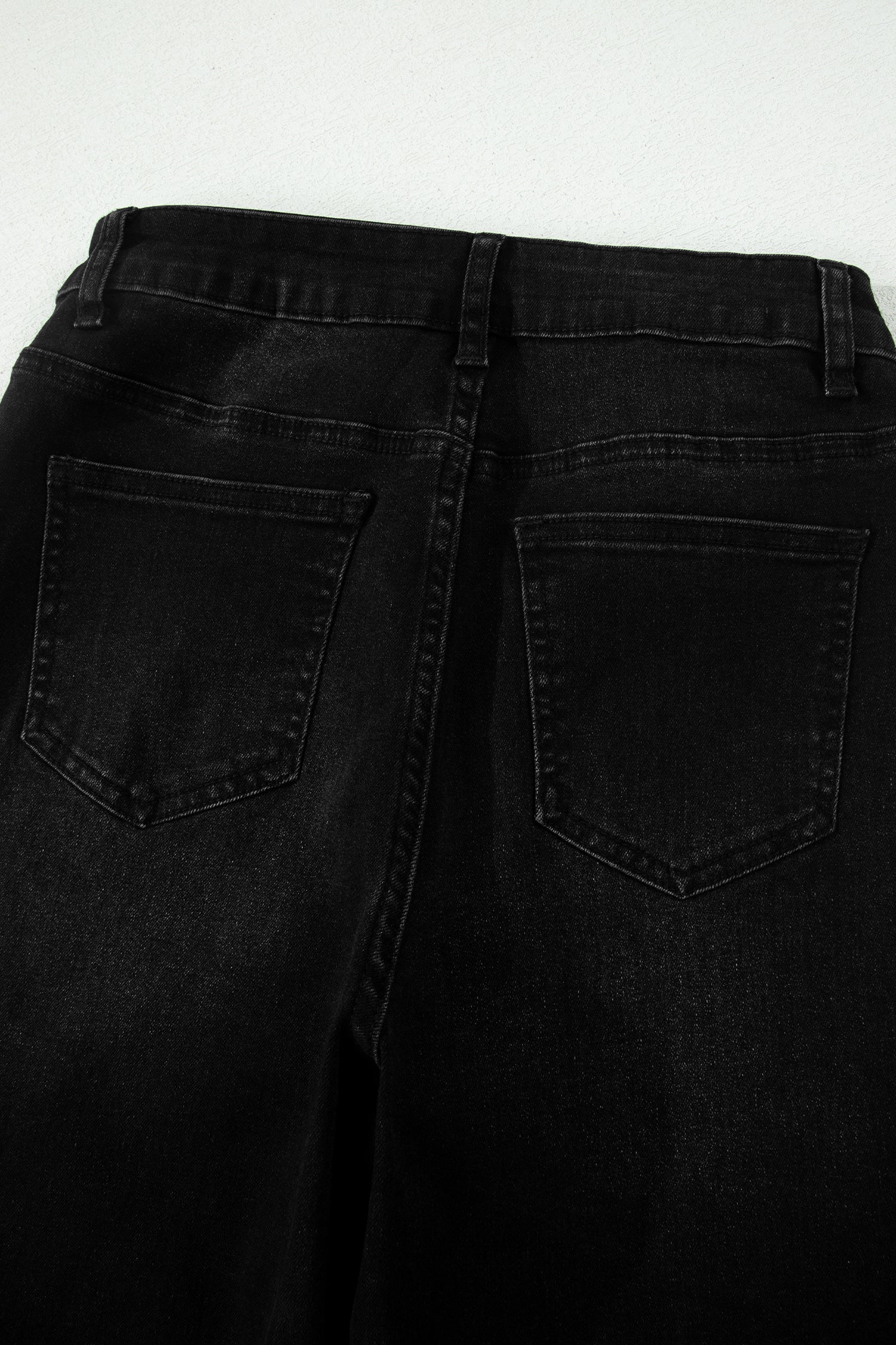 Black Frayed Cropped Straight Jeans