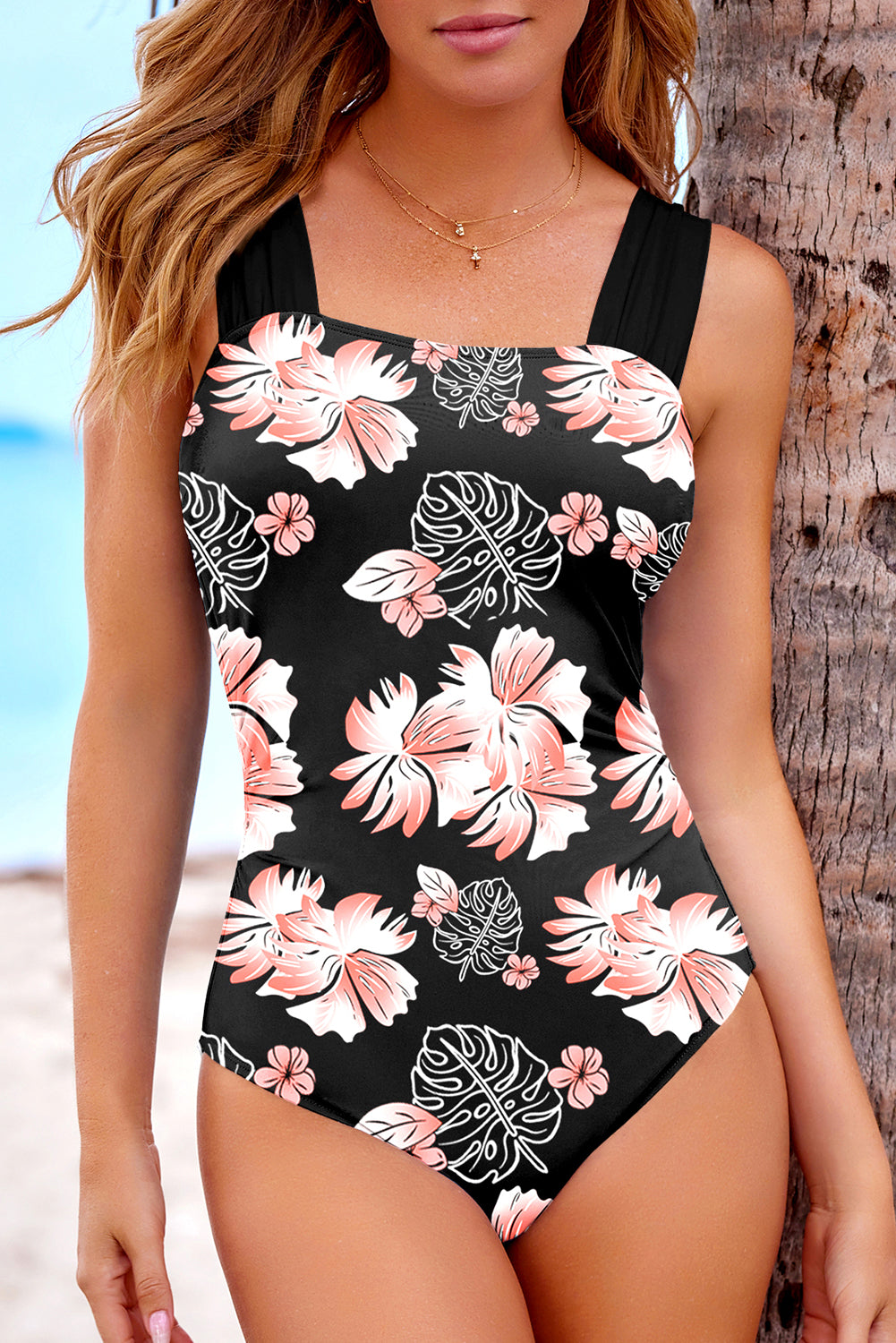 Sail Blue Square Neck Ruched Tommy Control One Piece Swimsuit