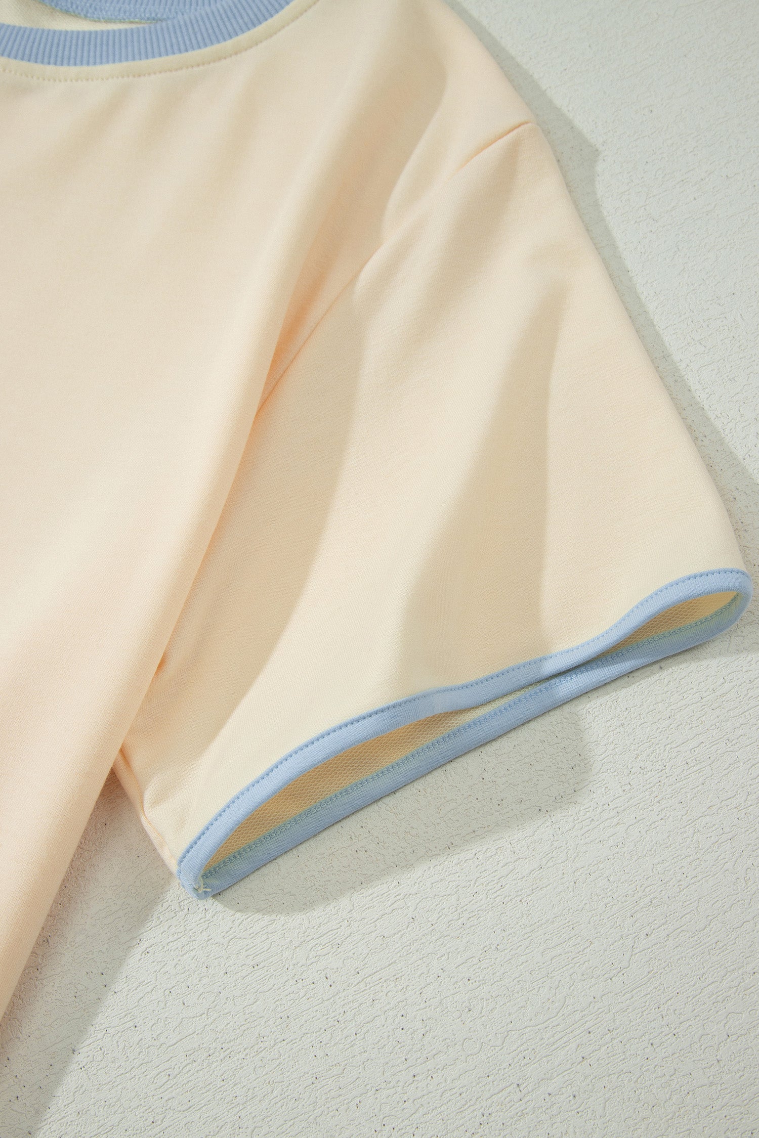 Apricot Colorblock Edge Drop Shoulder T Shirt and Skort 2Pcs Set