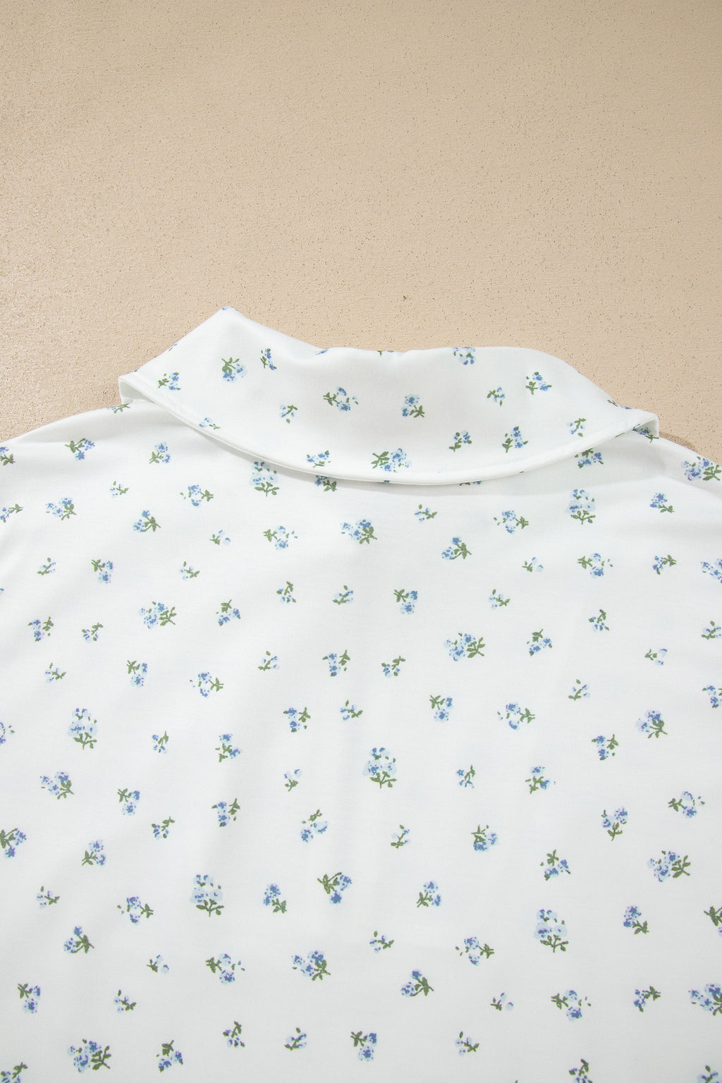 White Floral Print Half Zip Top Matching Short Set