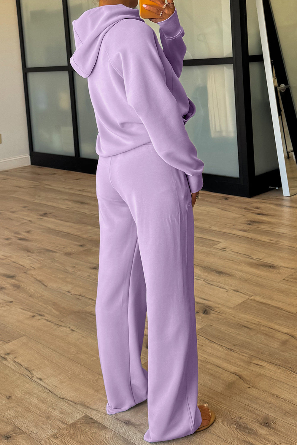 Jet Stream Half Zip Thumbhole Sleeve Hoodie Active Pants 2pcs Outfit