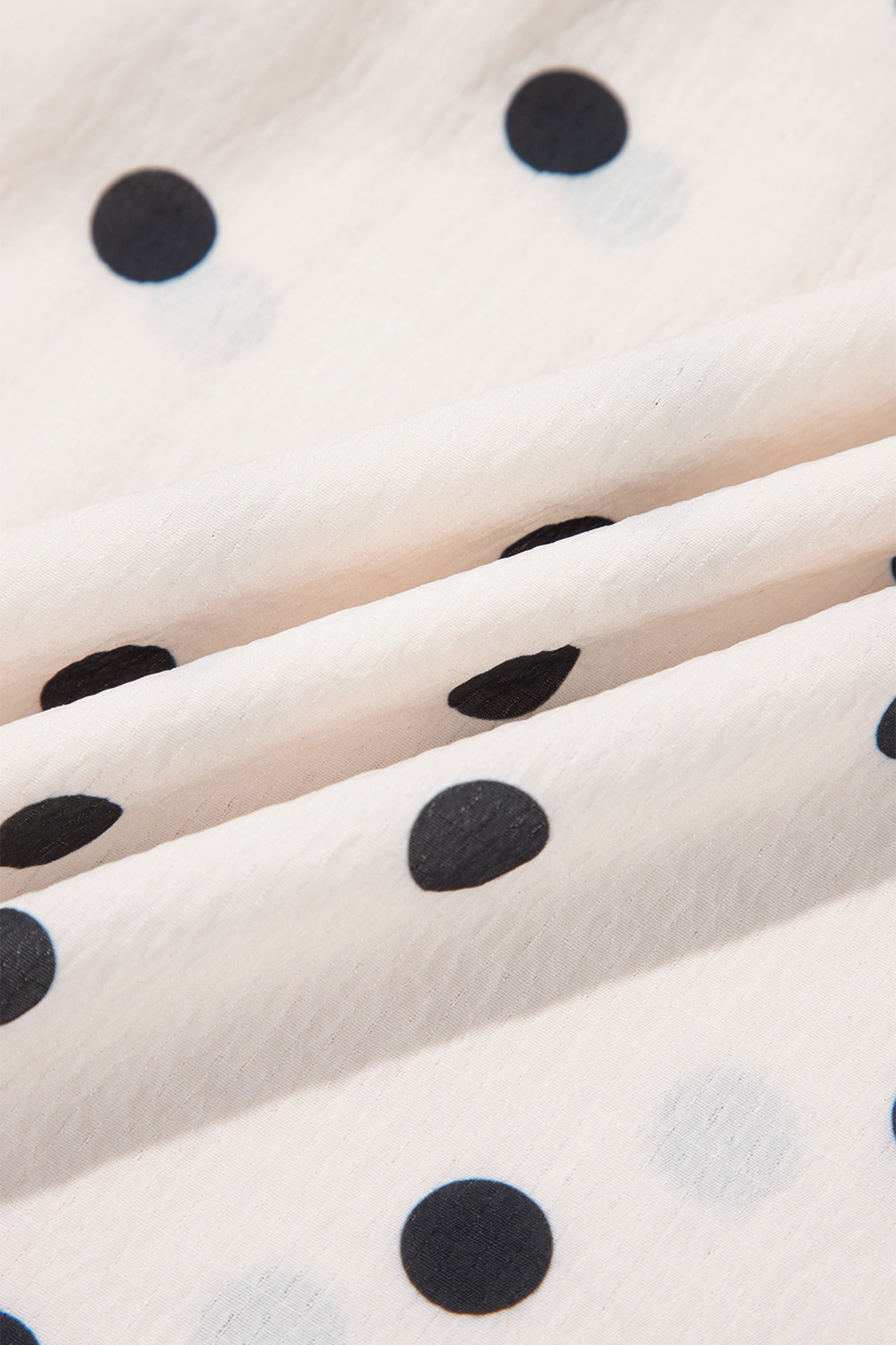 White Polka Dot Ruffled Slit Maxi Skirt