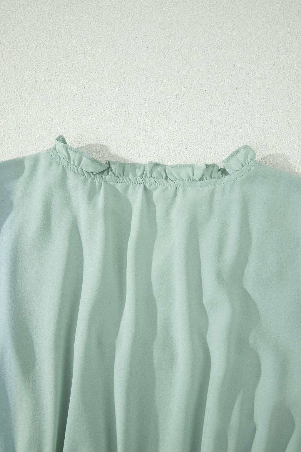 Bright Green Solid Color V Neck Short Puff Sleeve High Waist Tiered Maxi Dress