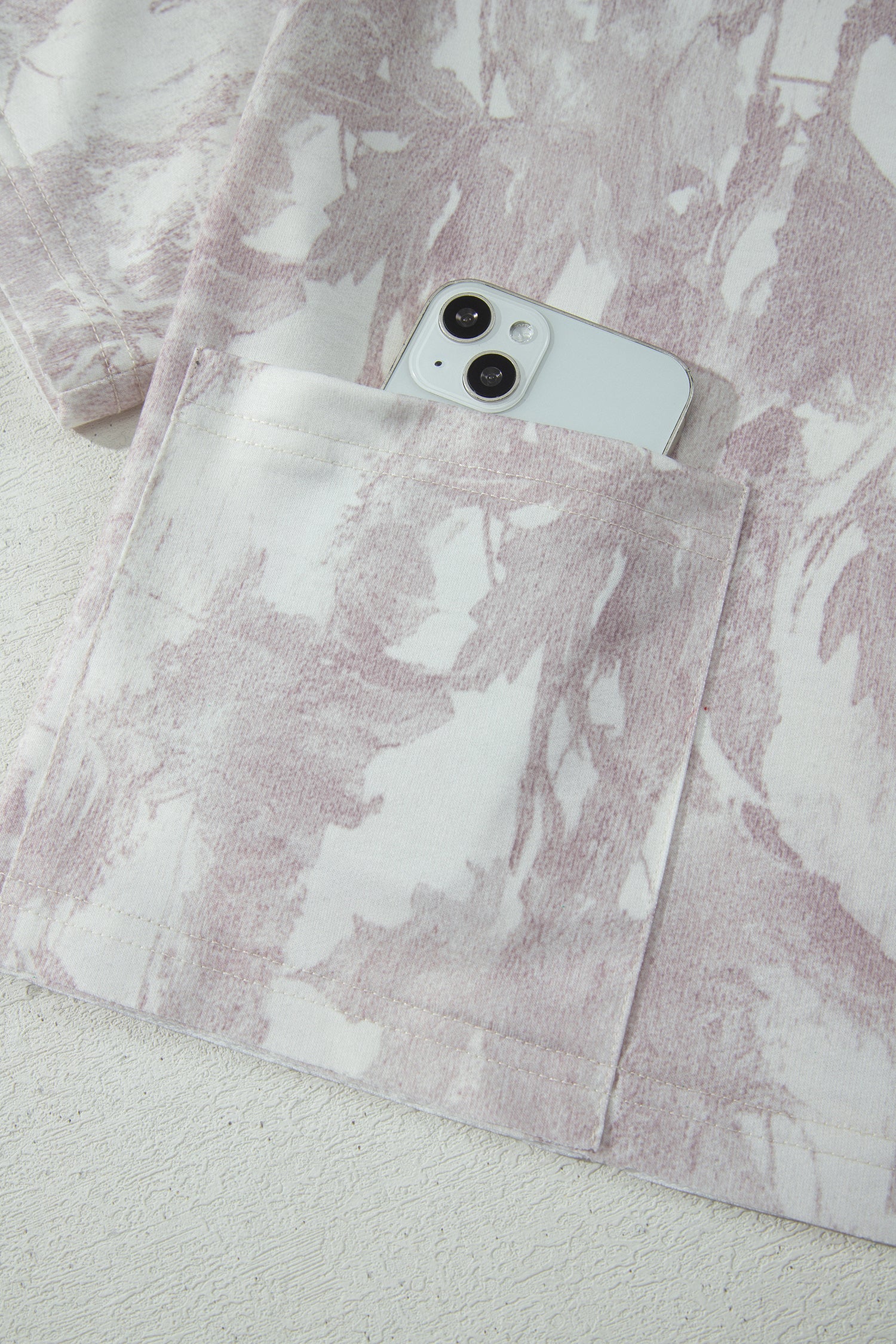 Gray Woodland Camo Print Raw Edge Cropped Top Skirt Set