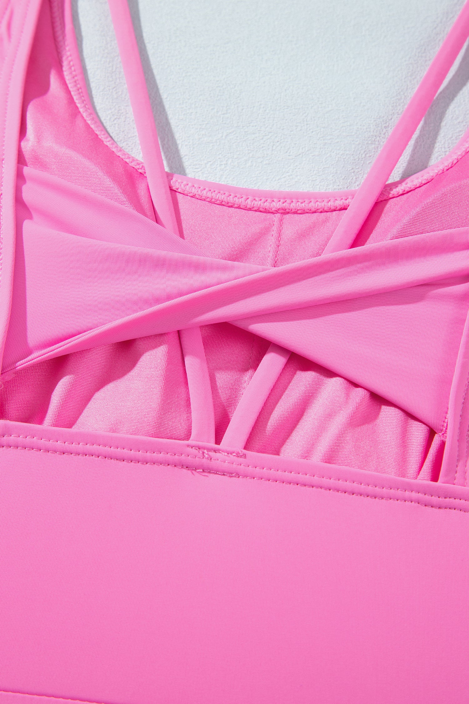 Bright Pink Twisted Strappy Back Active Mini Dress with Shorts