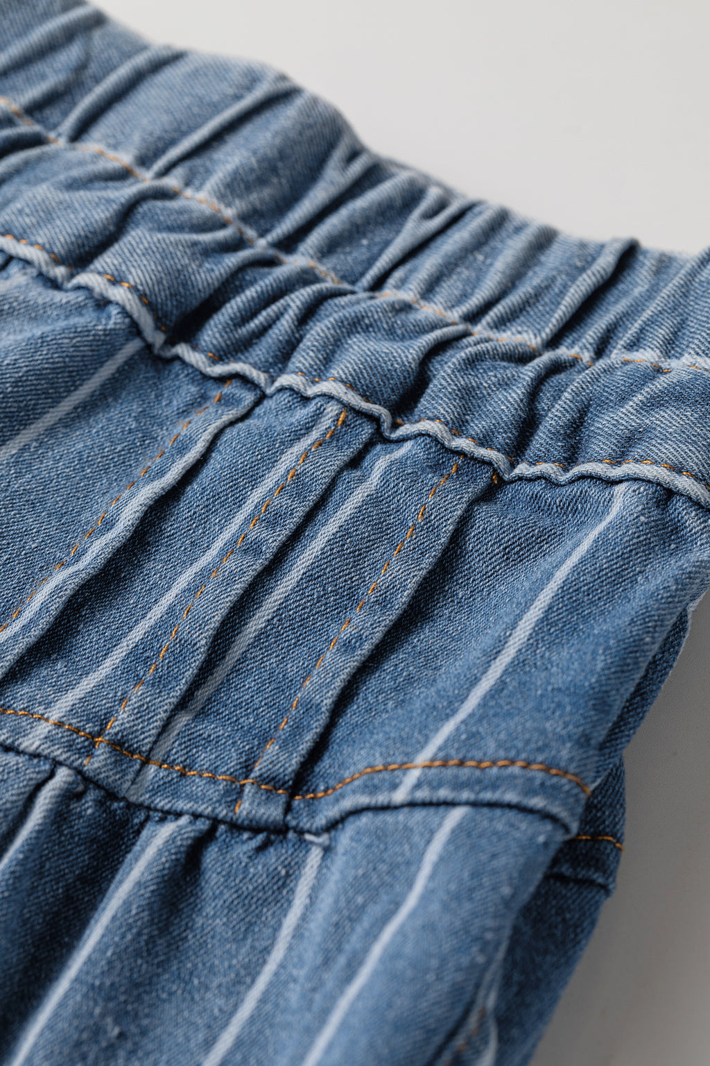Sky Blue Stripe Plus Size Buttoned Loose Wide Leg Denim Pants