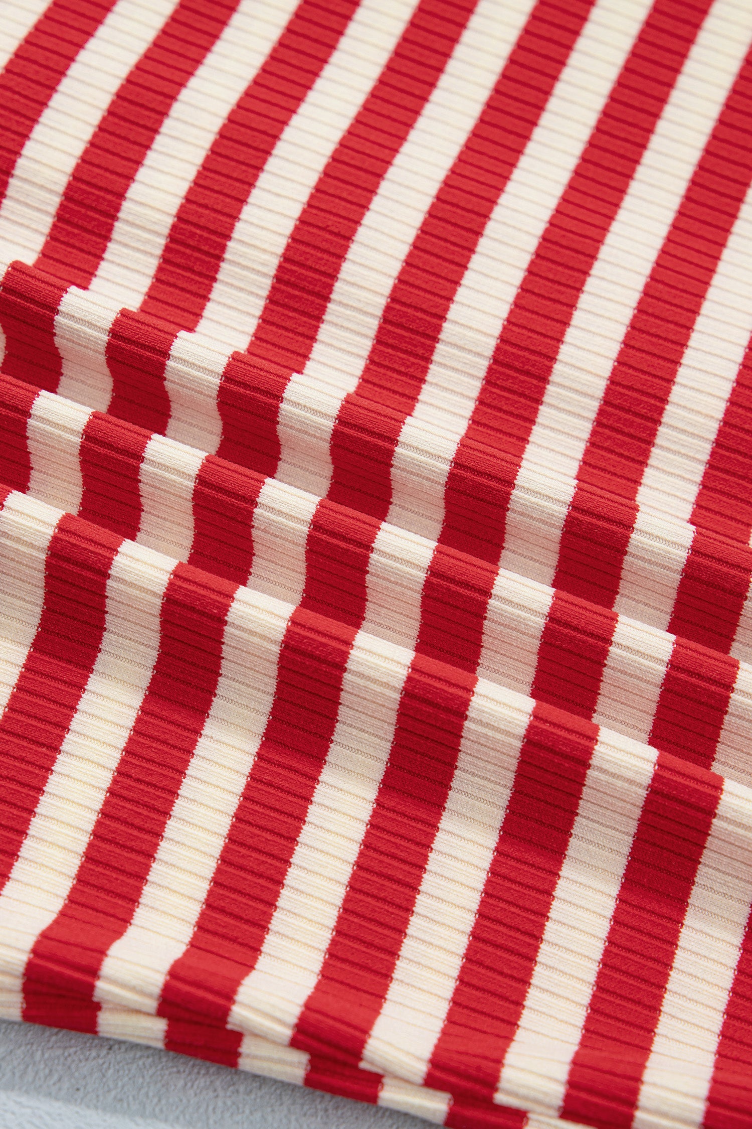 Red Stripe Buttoned Ribbed Knit Tank Top