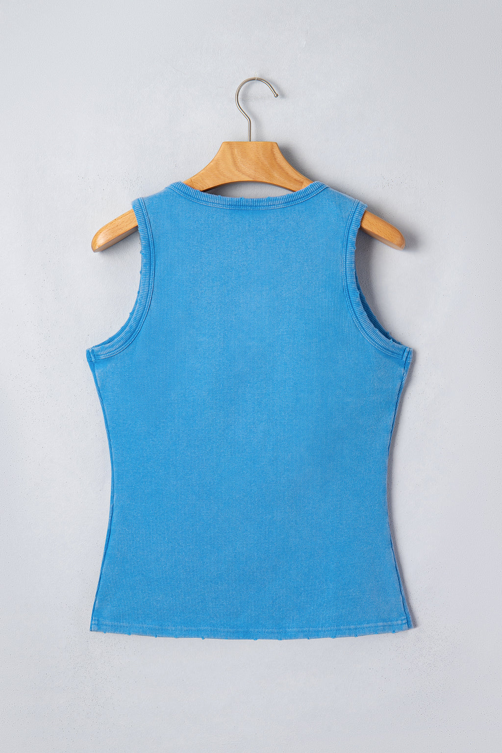 Coffee Vintage Distressed Ribbed Mineral Wash Tank Top