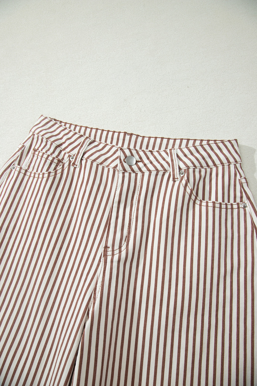 Brown Stripe Casual Barrel Jeans