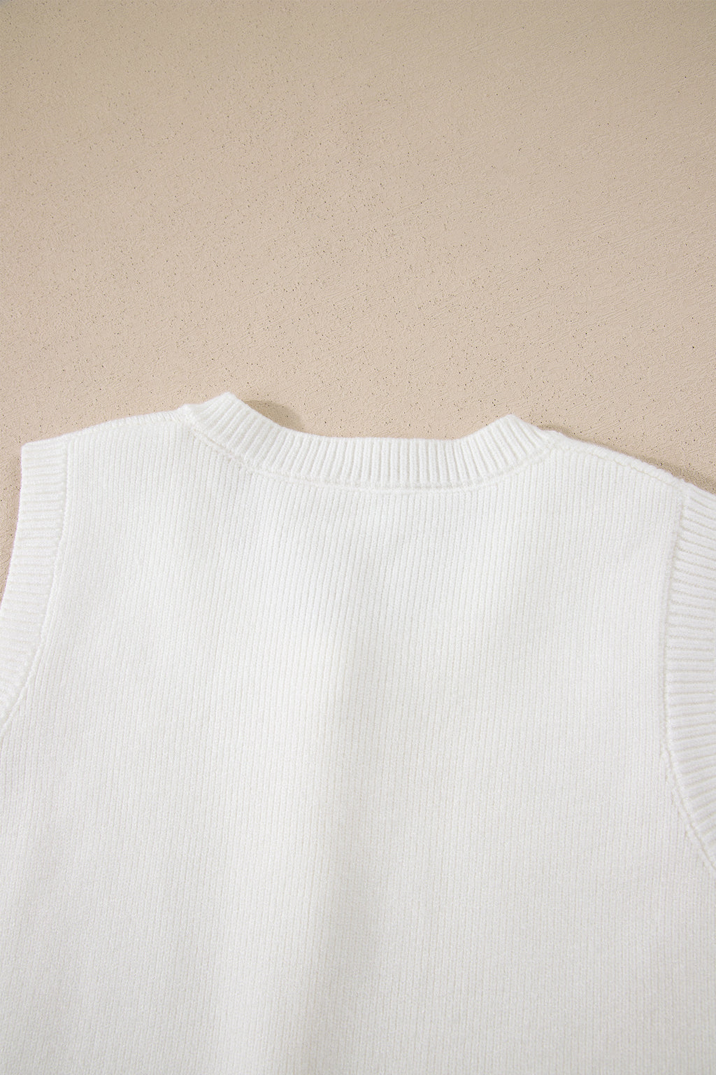 Yellow Cream Solid Color Sleeveless Knit Button Pocketed Sweater