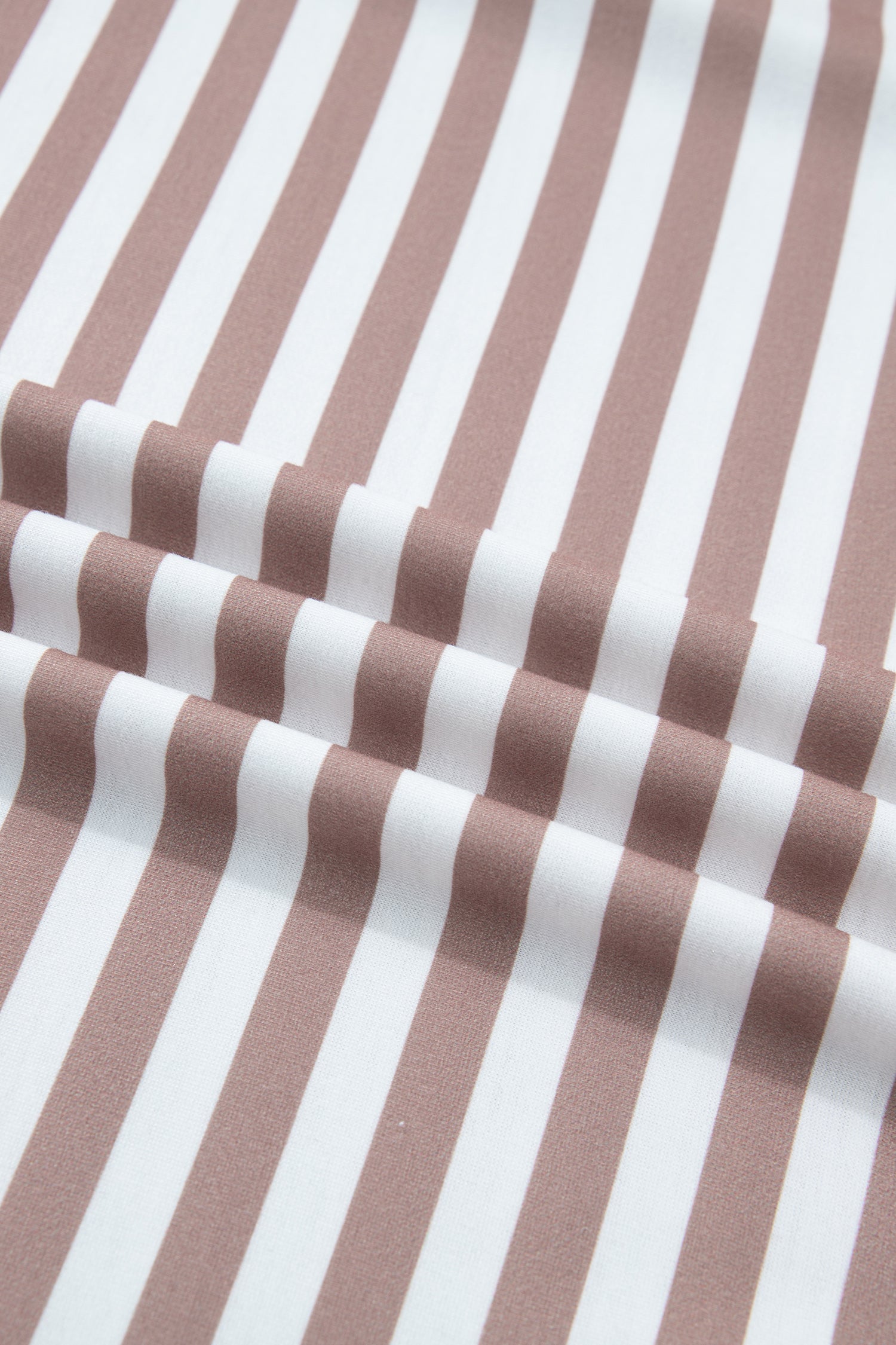 Orange Stripe Ribbed Trim Round Neck Short Puff Sleeve Plus T Shirt