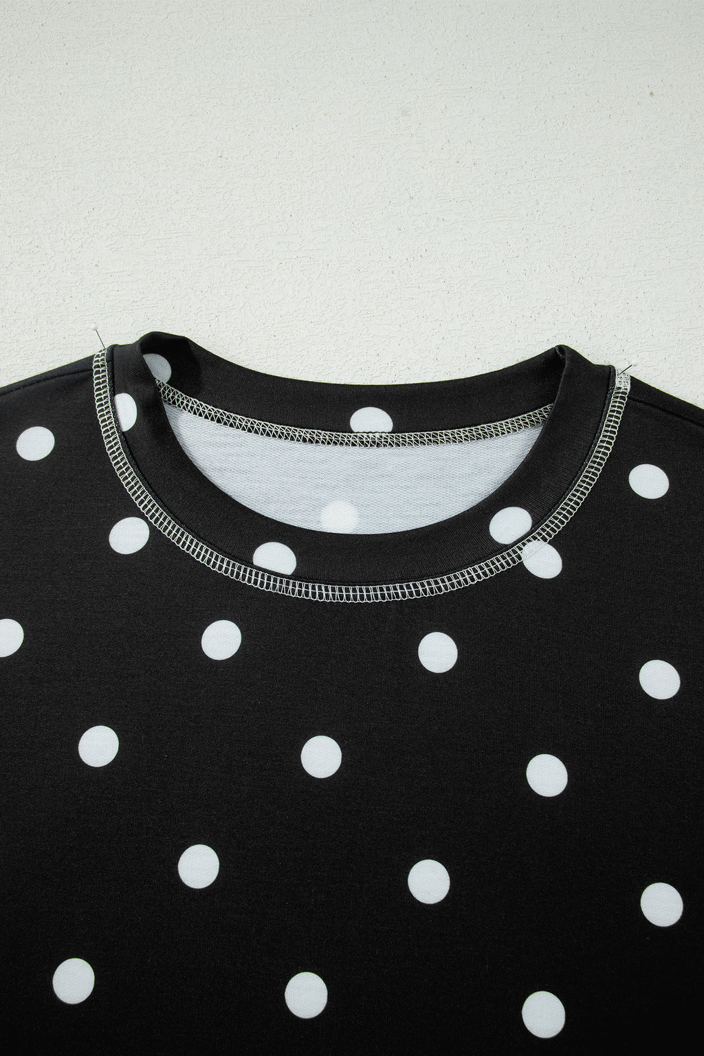 Sky Blue Exposed Seam Detail Polka Dot Loose Tee Drawstring Shorts Set