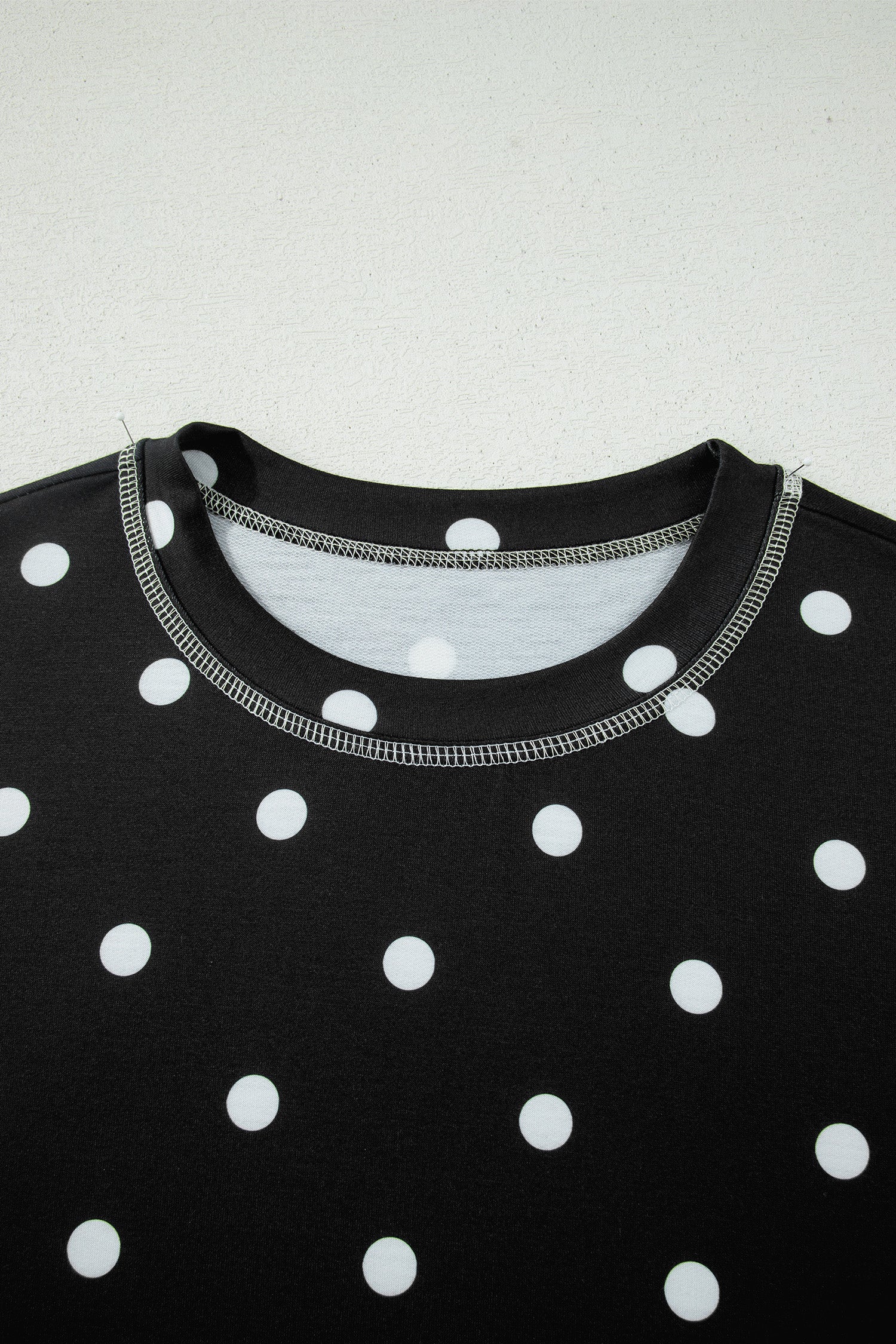 Sky Blue Exposed Seam Detail Polka Dot Loose Tee Drawstring Shorts Set