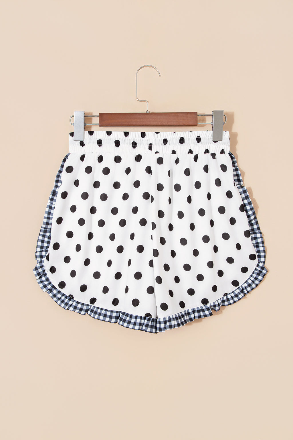 Pink Stripe Contrast Ruffle Trim Shorts