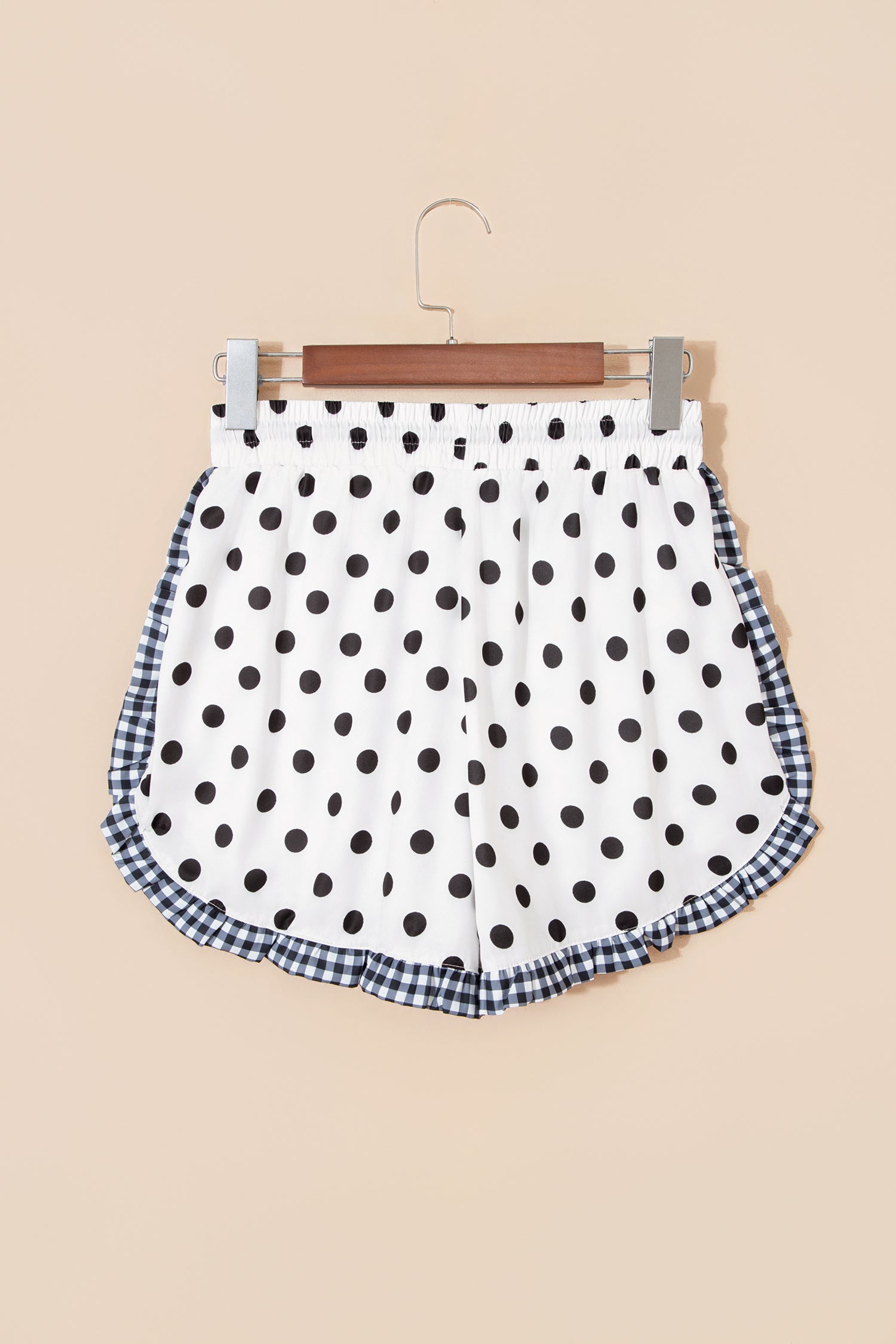 Pink Stripe Contrast Ruffle Trim Shorts