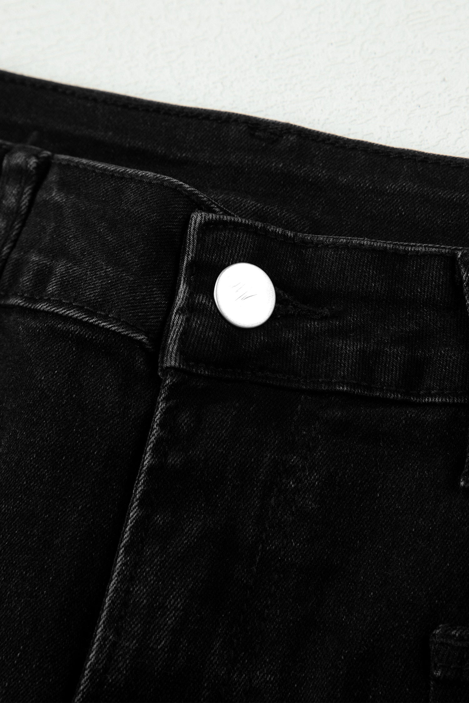 Black Frayed Cropped Straight Jeans