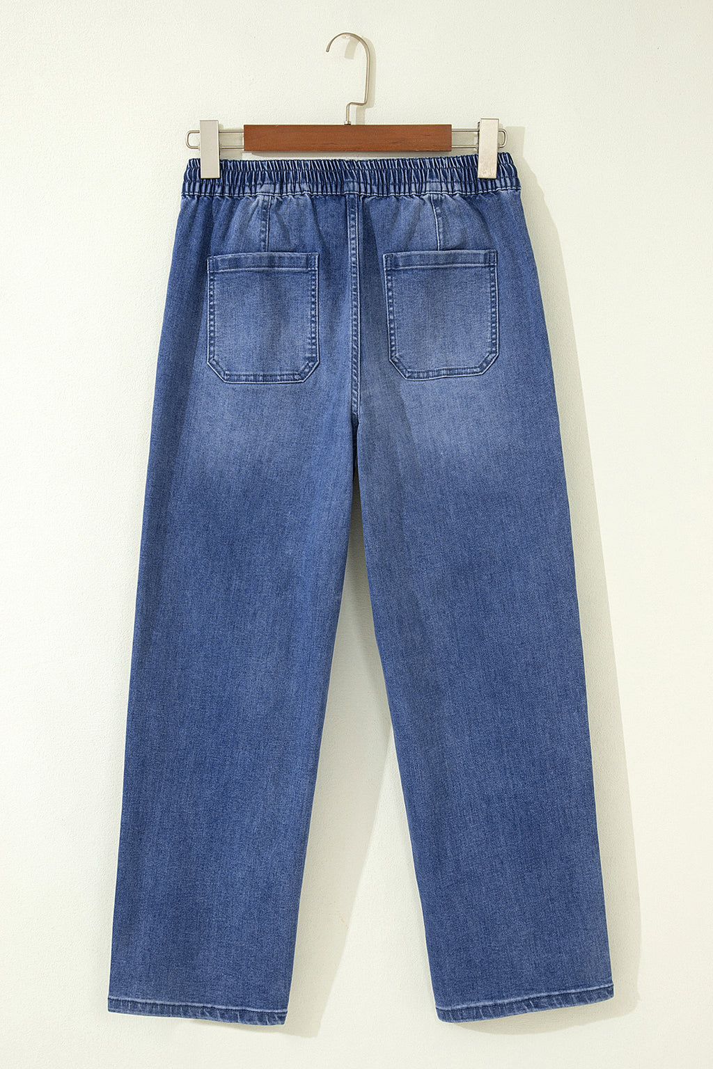 Ashleigh Blue Drawstring Waist Ankle Length Casual Jeans Regular Fit Pocket Detail Denim Pants