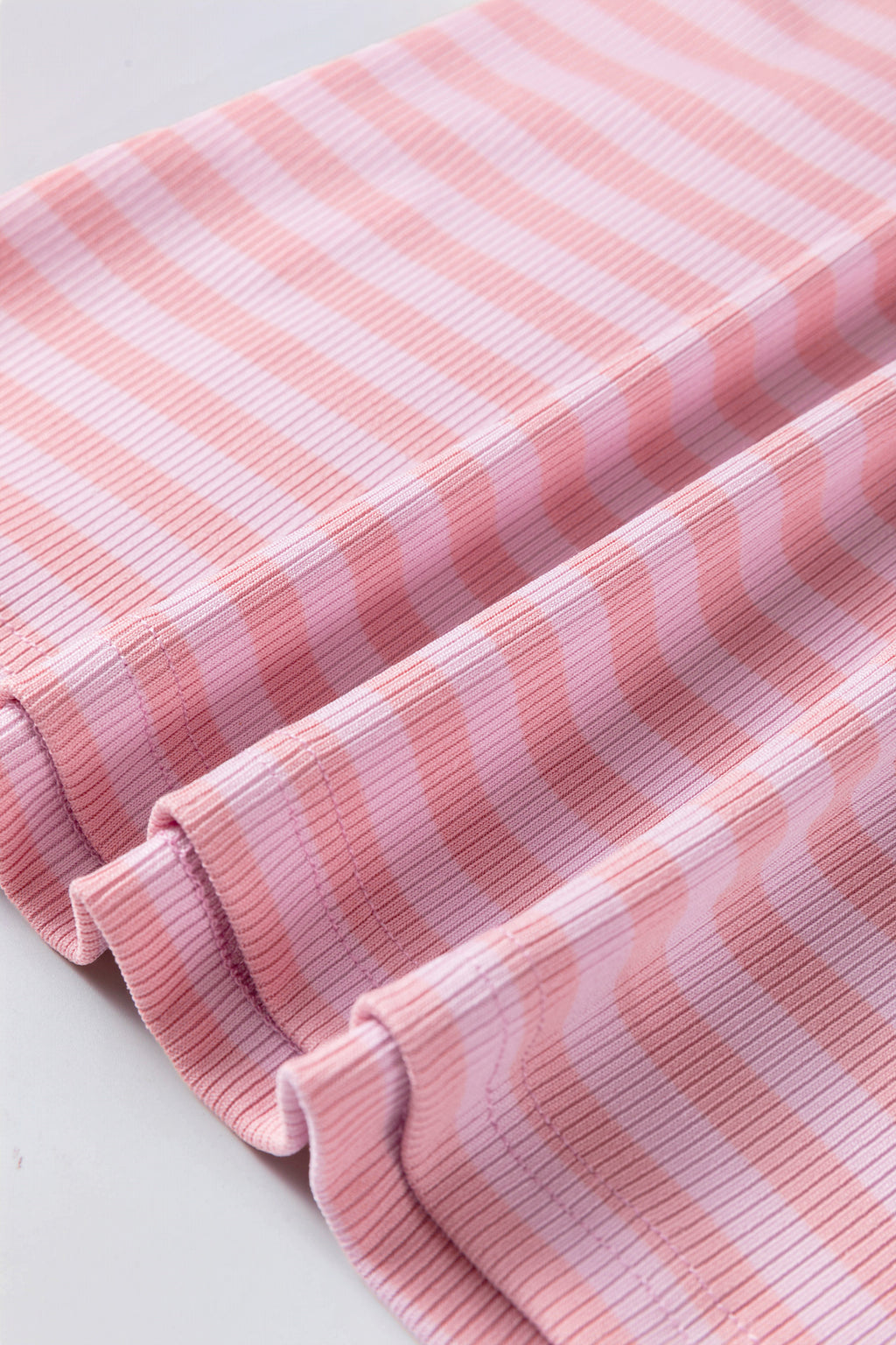 Pink Stripe Ribbed Knit Slim Tank Top