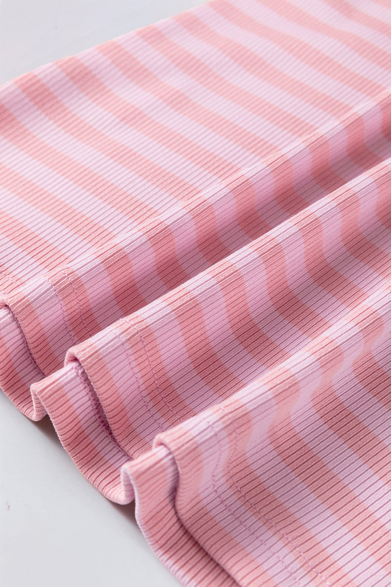 Pink Stripe Ribbed Knit Slim Tank Top