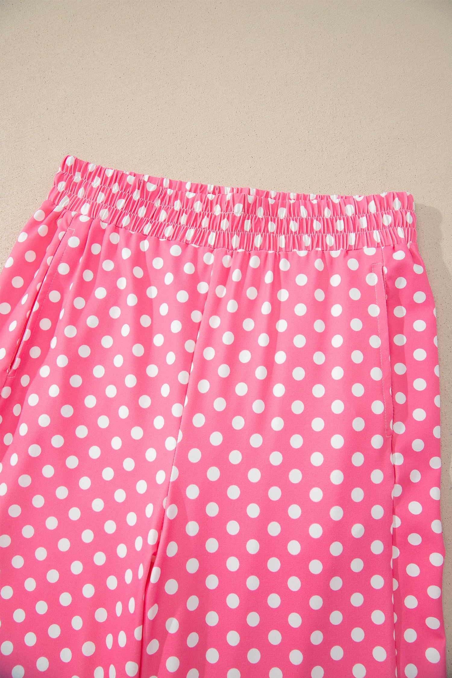 Blue Polka Dot Print Slim Tank Loose Pants 2pcs Outfit