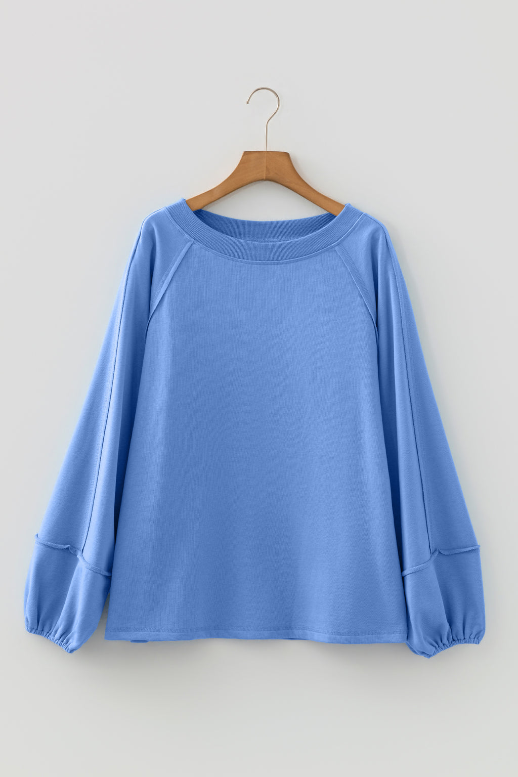 Beige Solid Color Raw Seam Patchwork Baggy Sweatshirt