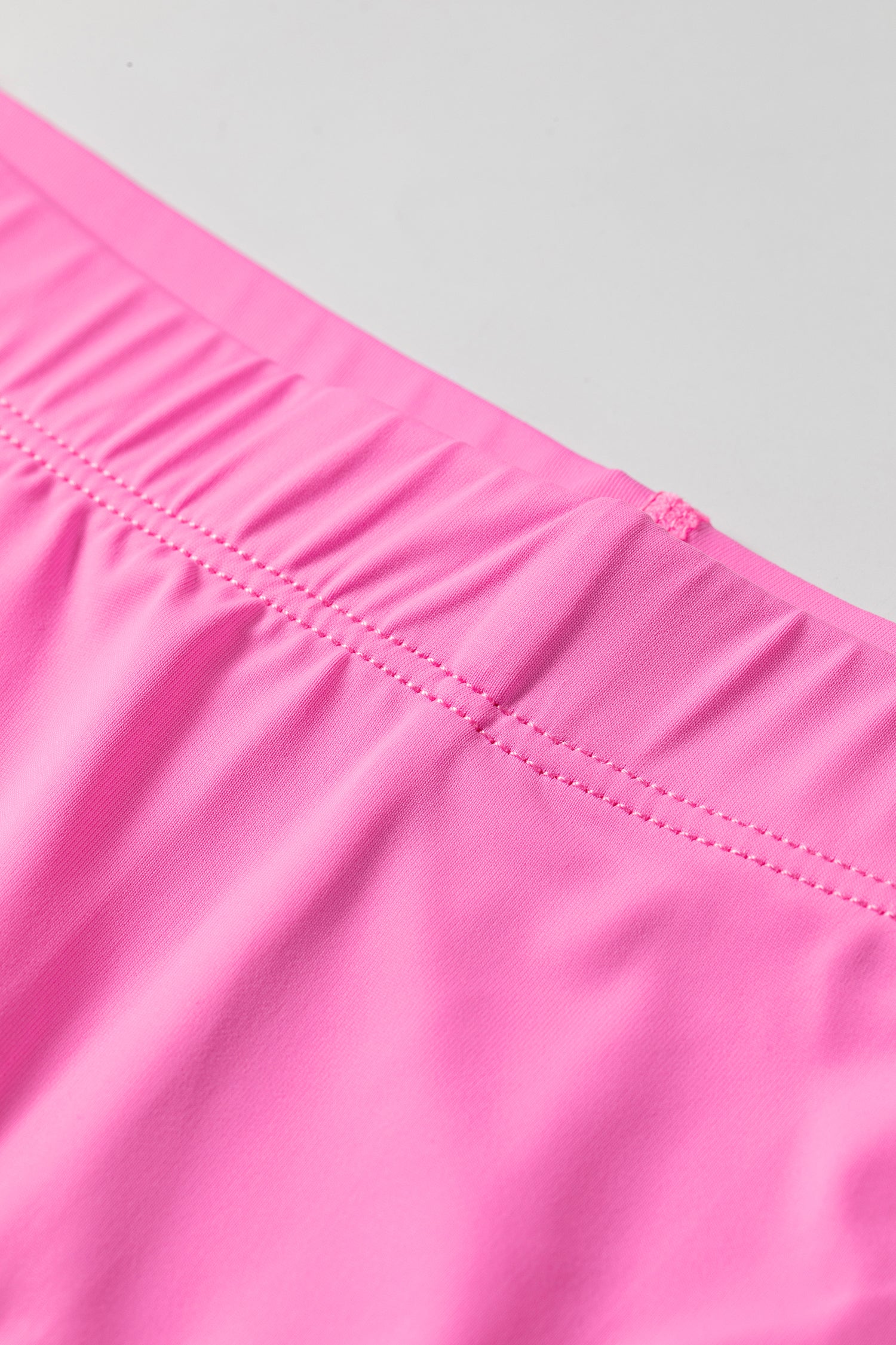 Bright Pink Solid Color Tunic Tank Dress Athletic Shorts Two Piece Set