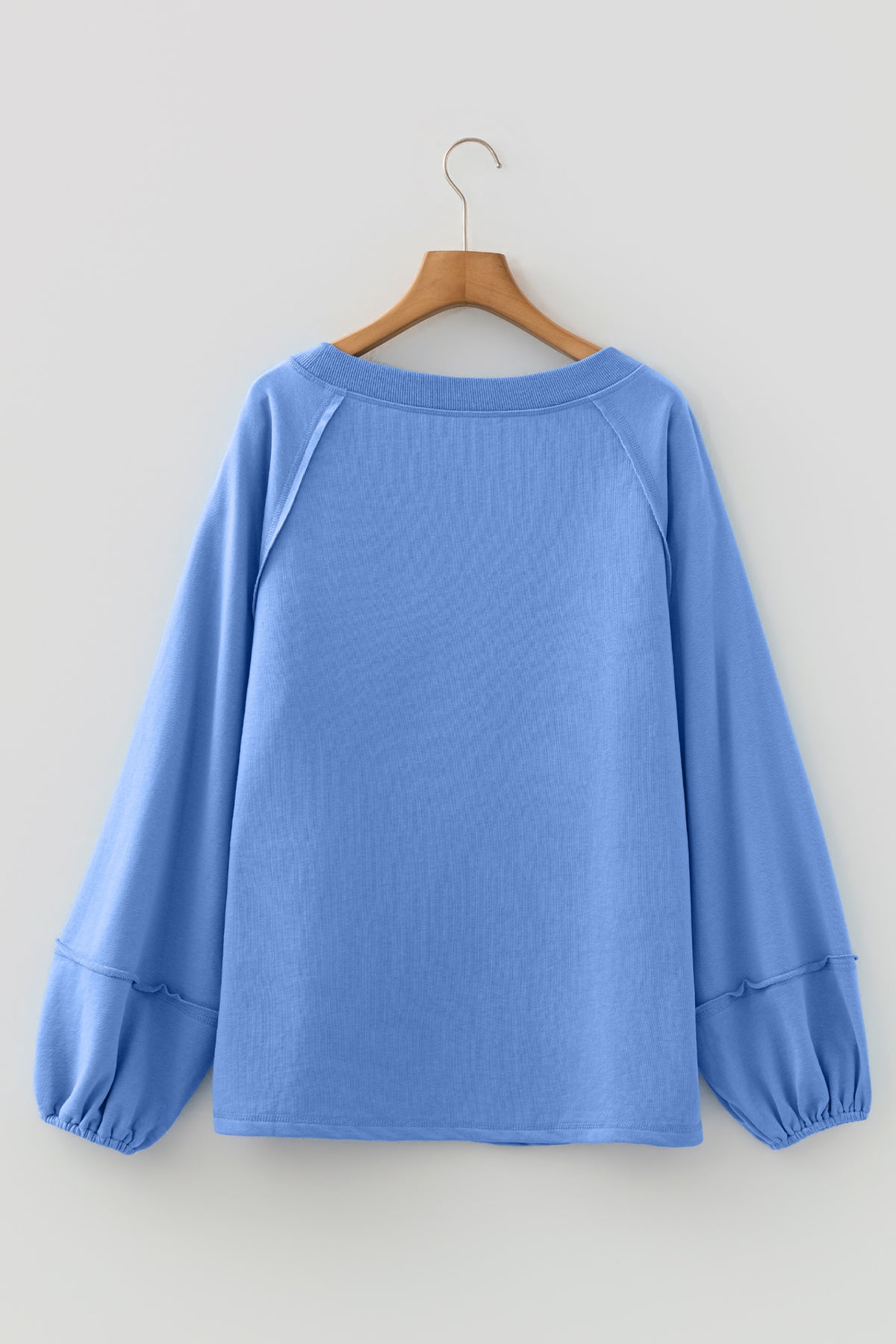 Beige Solid Color Raw Seam Patchwork Baggy Sweatshirt