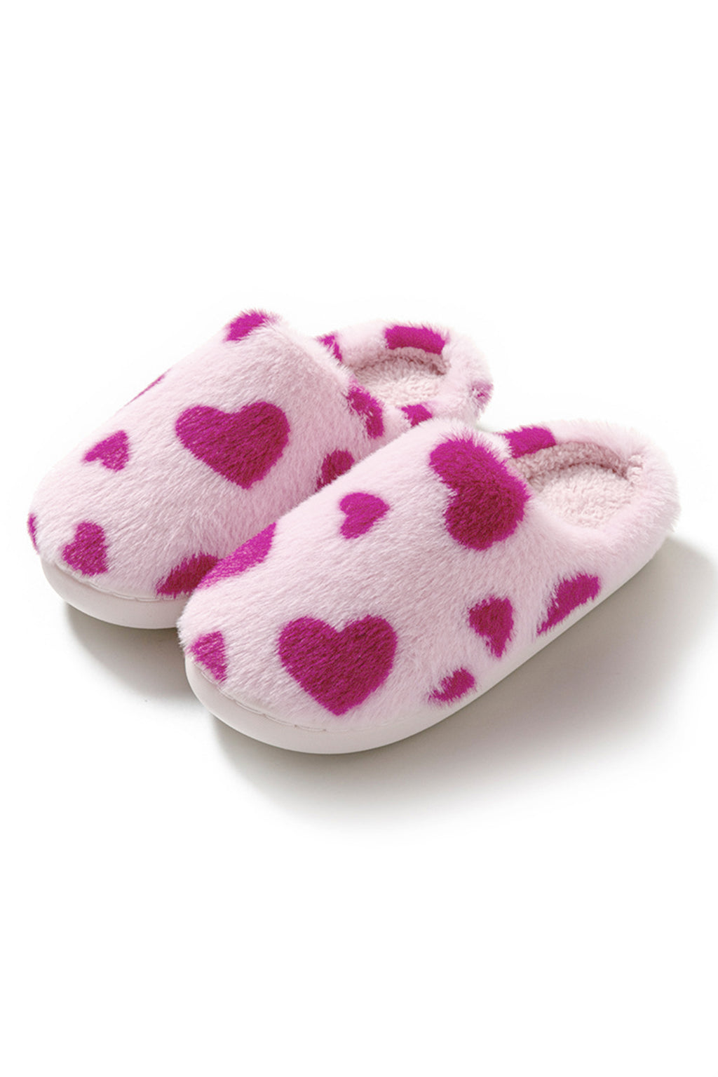 Fiery Red Heart Shape Fuzzy Slippers