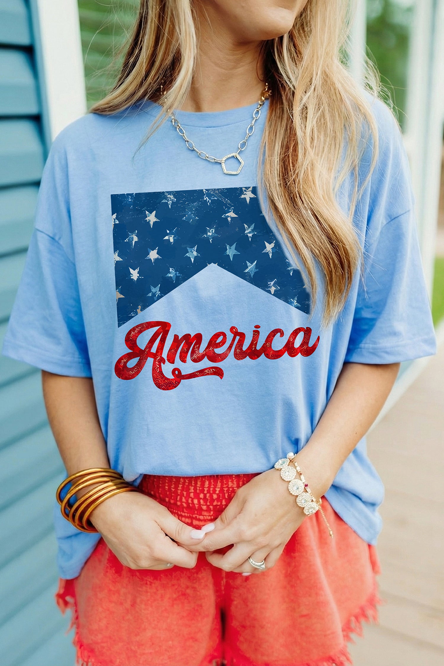 America Fashion Print Relaxed T Shirt