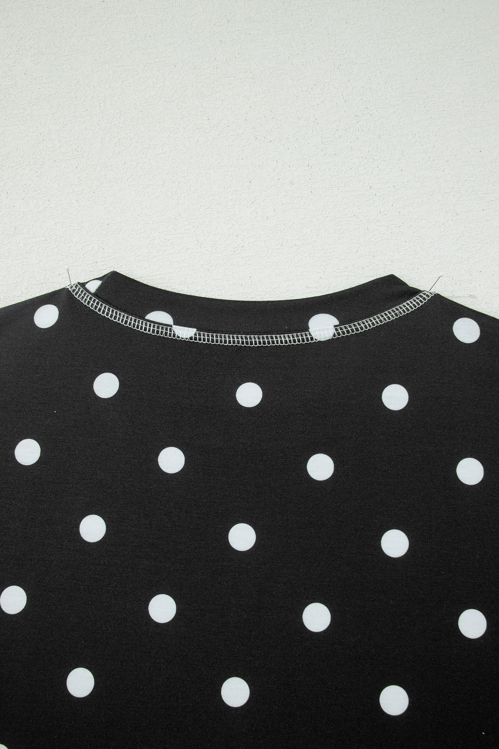 Sky Blue Exposed Seam Detail Polka Dot Loose Tee Drawstring Shorts Set