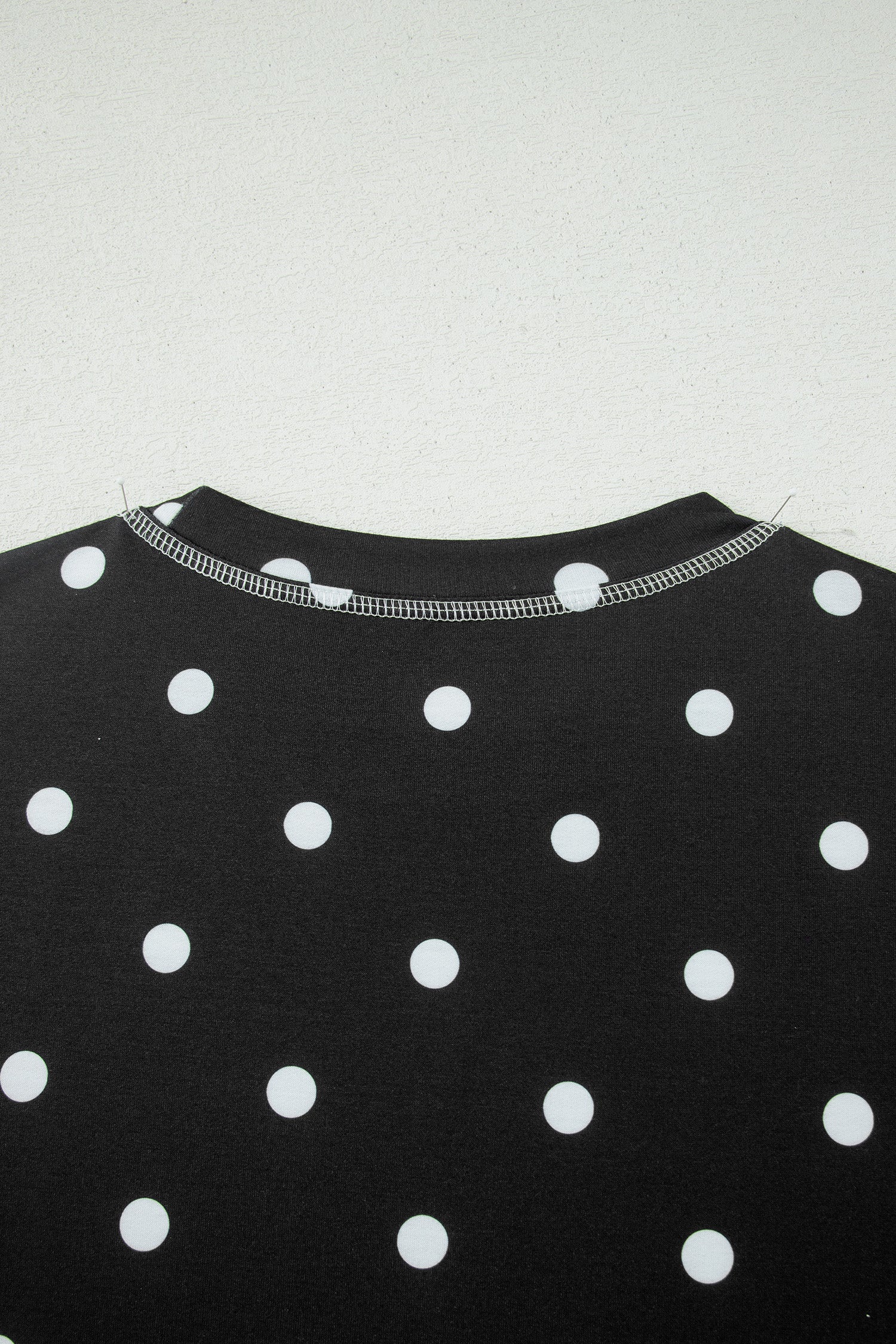 Sky Blue Exposed Seam Detail Polka Dot Loose Tee Drawstring Shorts Set
