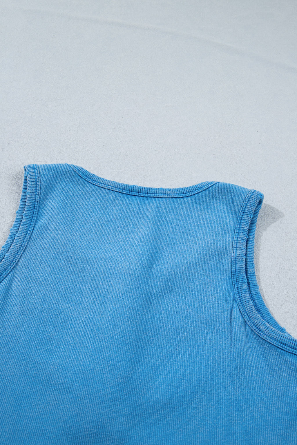 Coffee Vintage Distressed Ribbed Mineral Wash Tank Top