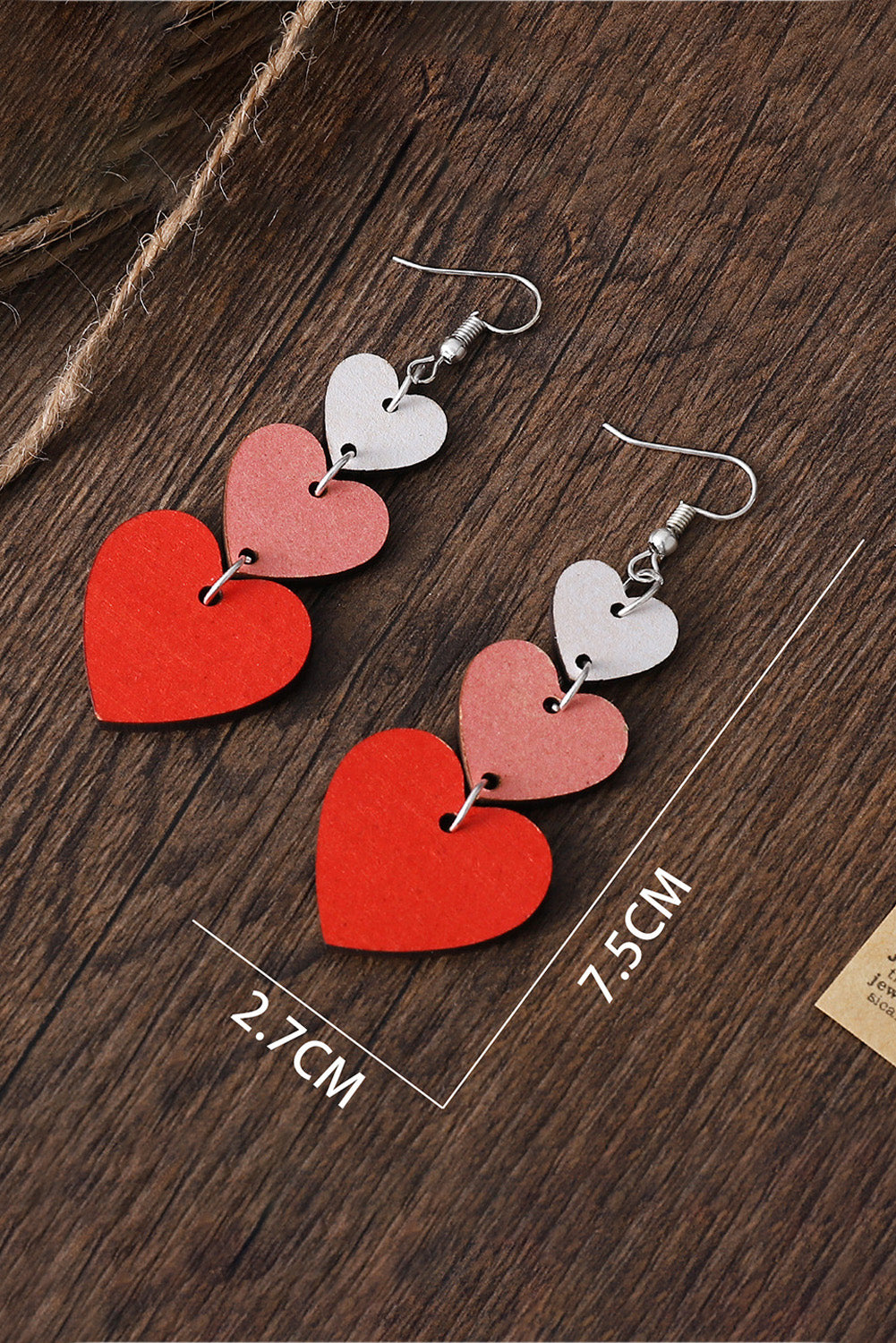 Red Heart Shape Tiered Dangle Earring