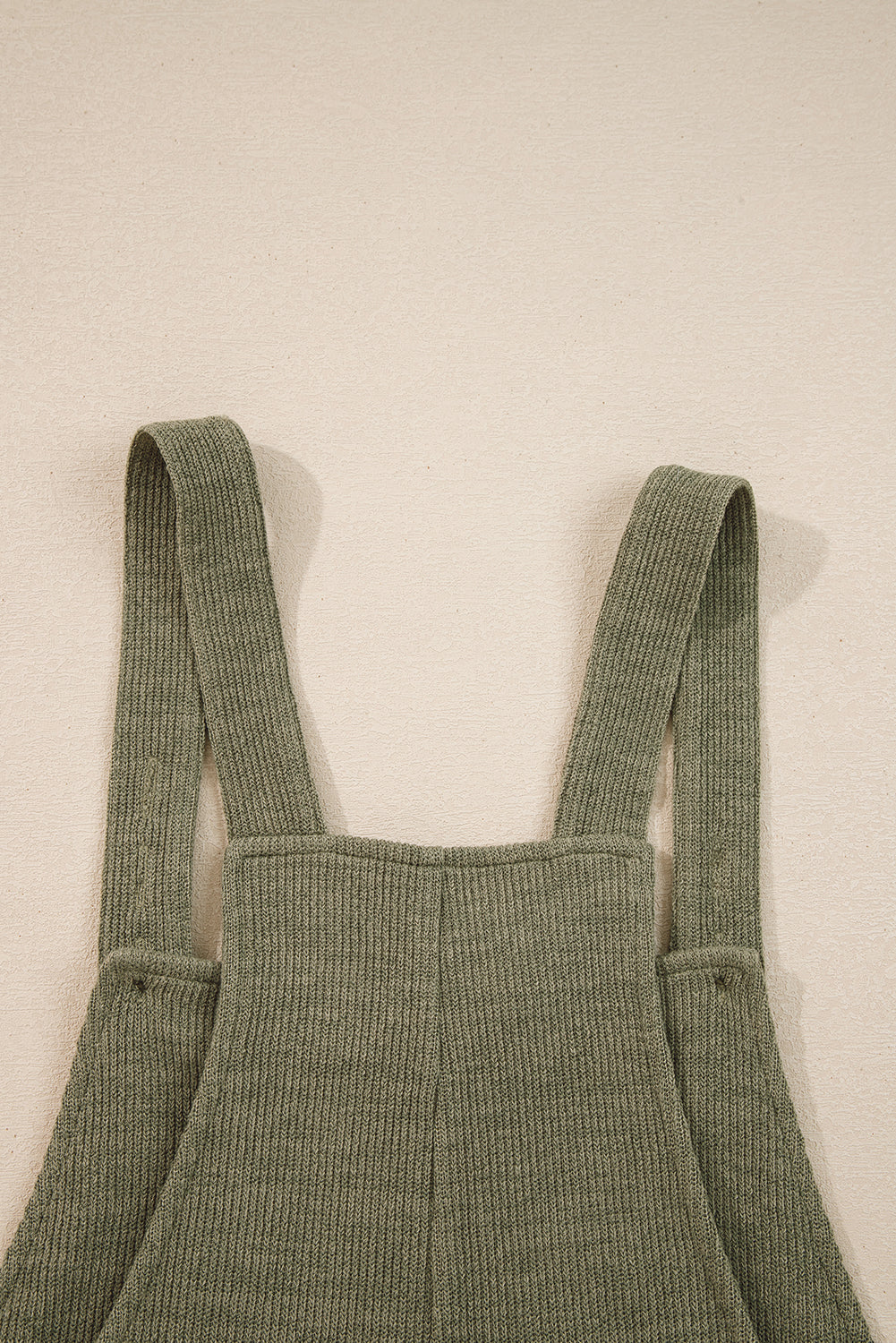 Laurel Green Solid Color Knit Loose Straight Leg Casual Overall Jumpsuit