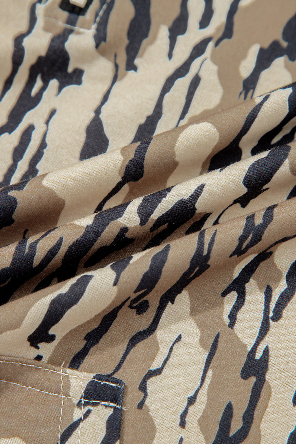 Brown Camouflage Zipper Collar Front Pocket Pullover Sweatshirt