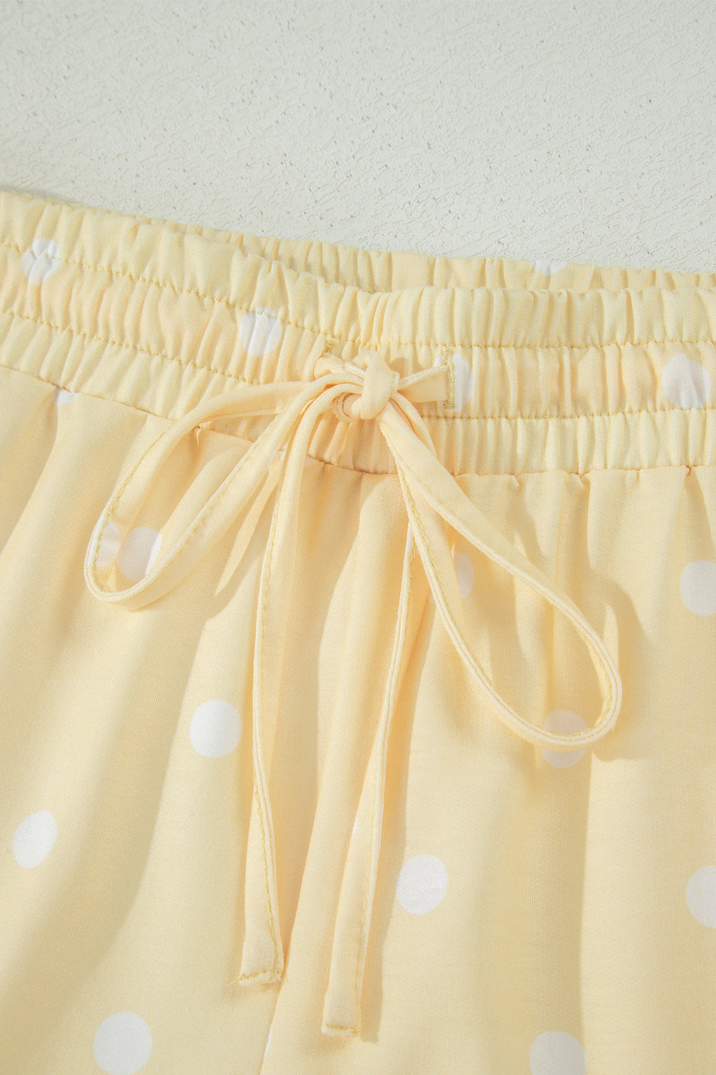 Sky Blue Exposed Seam Detail Polka Dot Loose Tee Drawstring Shorts Set