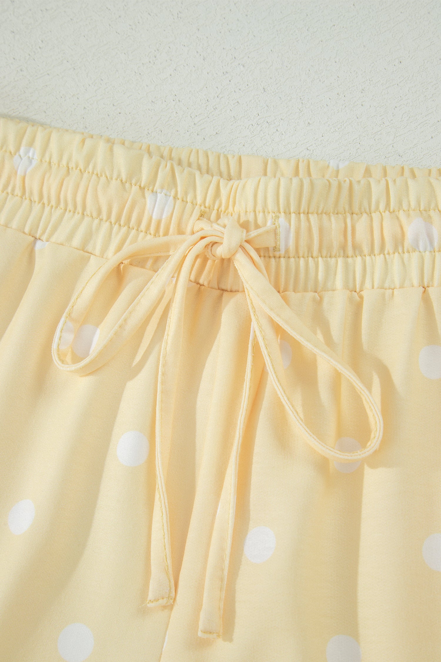 Sky Blue Exposed Seam Detail Polka Dot Loose Tee Drawstring Shorts Set