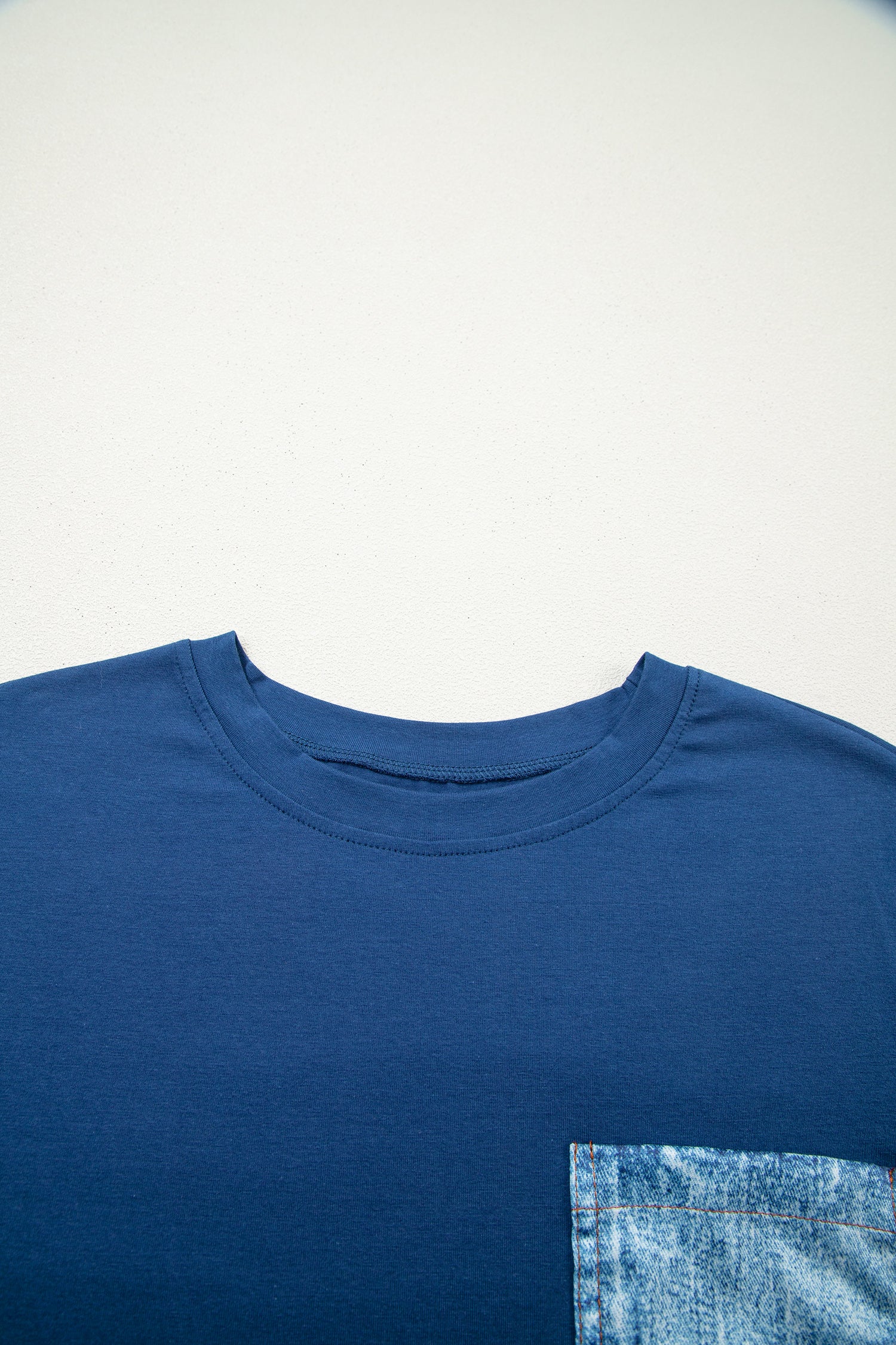 White Color Block Chest Pocket Patched Casual Short Sleeve Top