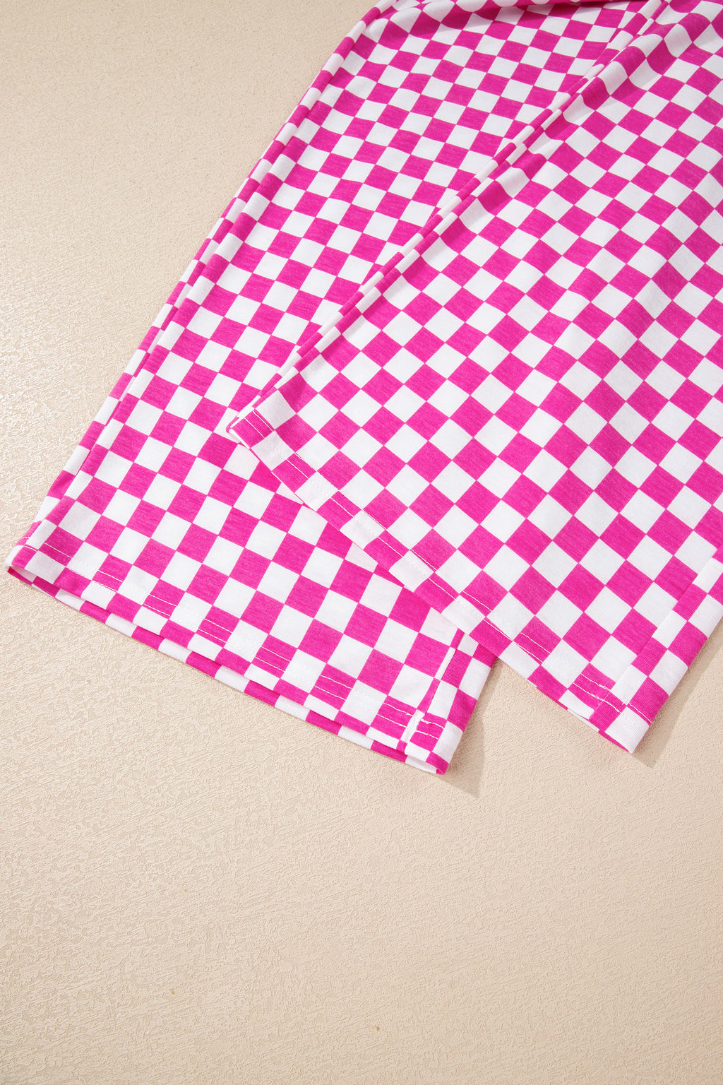 Rose Checkered Print Half Sleeve Tee 2pcs Lounge Pant Set