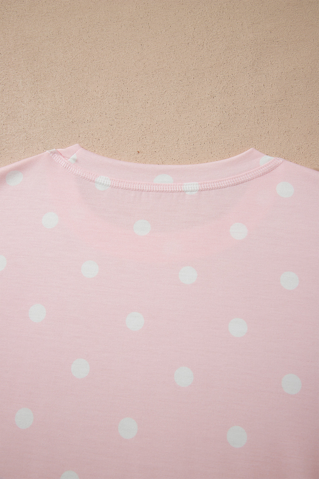 Sky Blue Exposed Seam Detail Polka Dot Loose Tee Drawstring Shorts Set