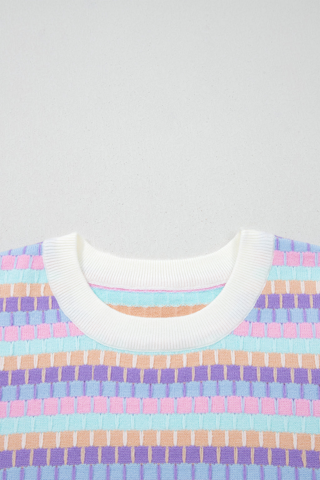 Orange Abstract Striped Knit Short Sleeve Sweater