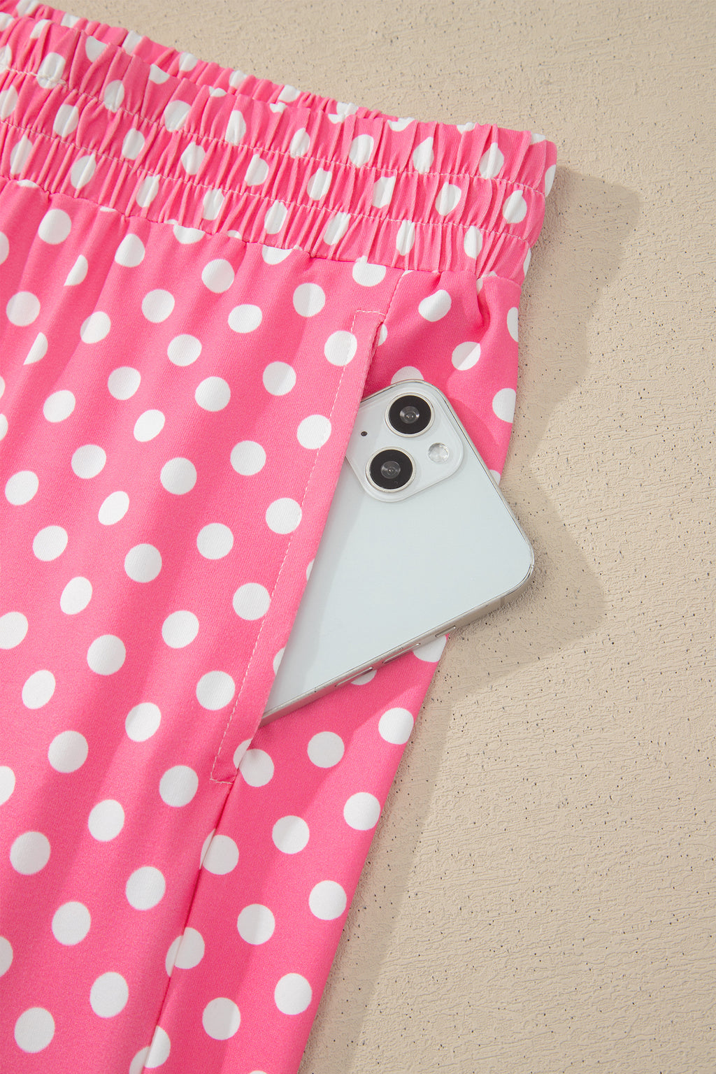 Blue Polka Dot Print Slim Tank Loose Pants 2pcs Outfit