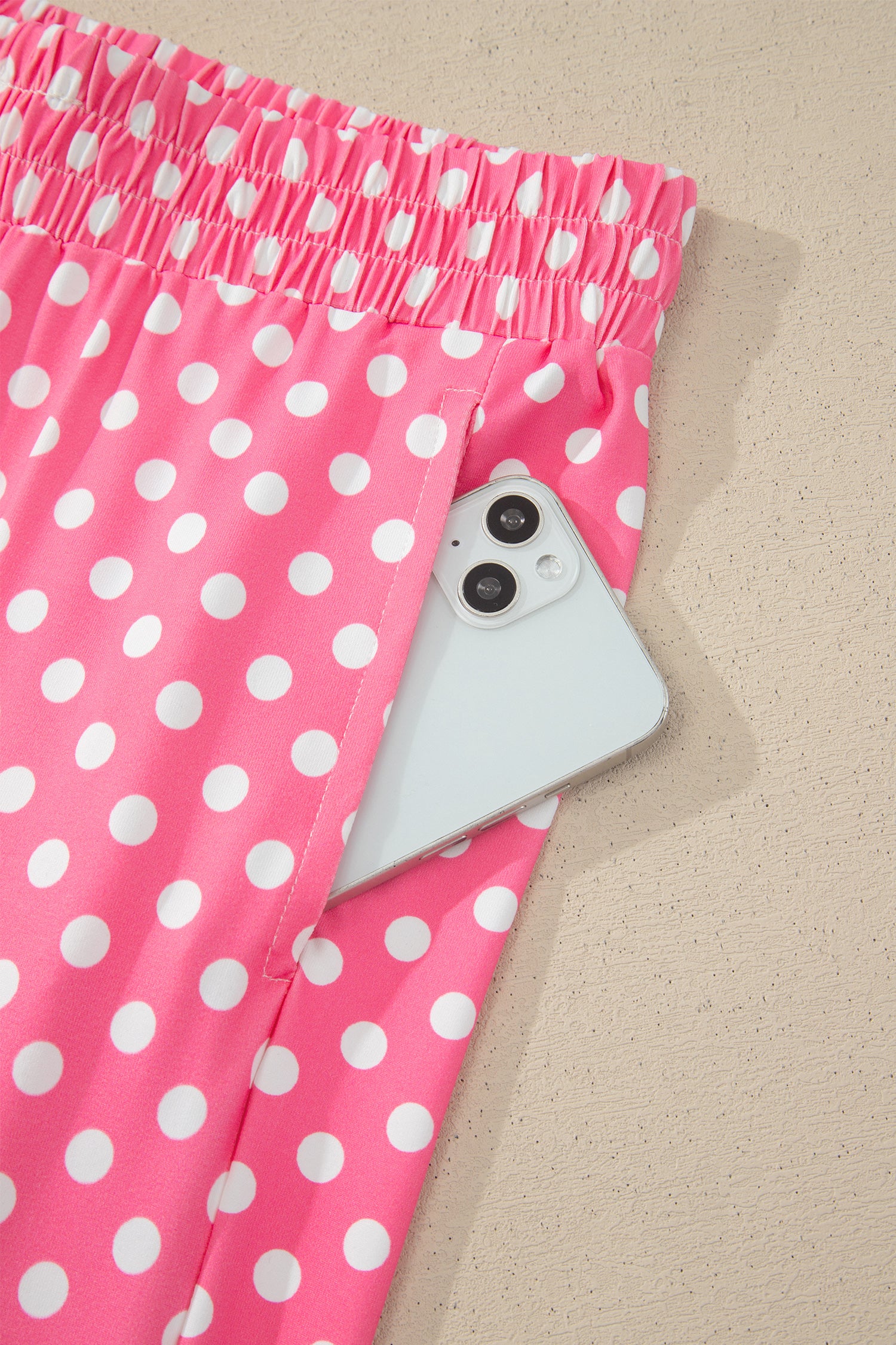 Blue Polka Dot Print Slim Tank Loose Pants 2pcs Outfit