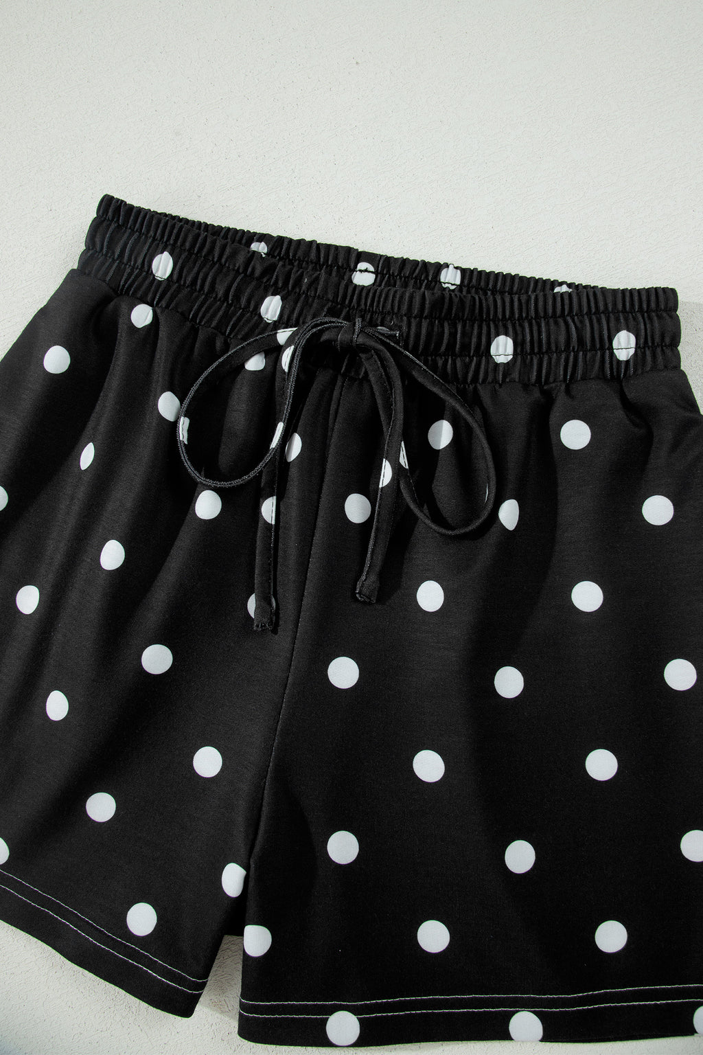Sky Blue Exposed Seam Detail Polka Dot Loose Tee Drawstring Shorts Set