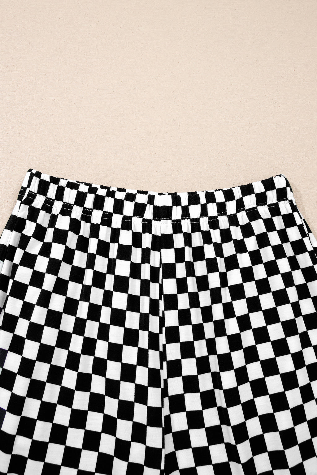 Black Checkered Print Half Sleeve Tee 2pcs Lounge Pant Set