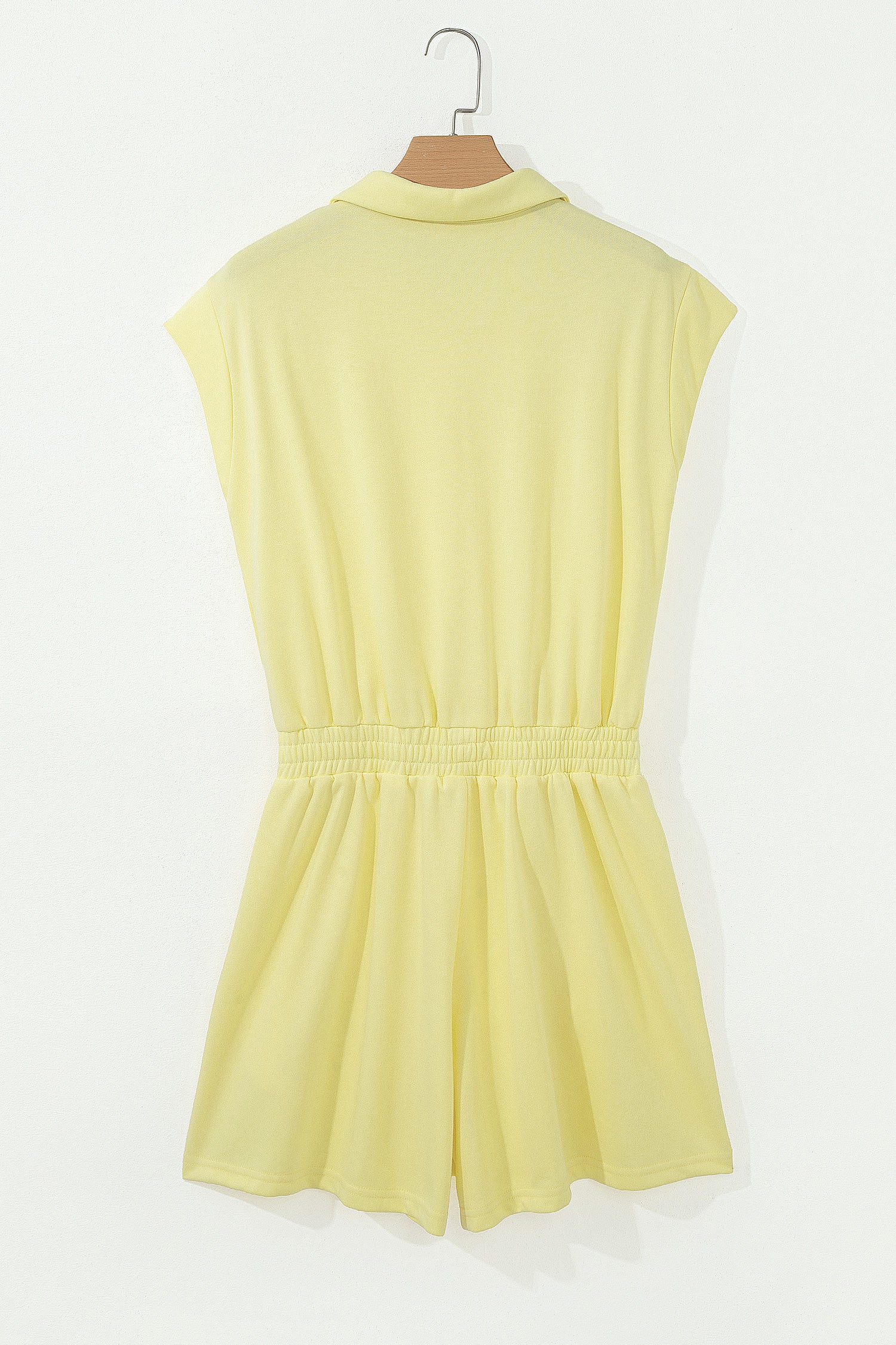 Yellow Cream Half Zip Polo Tee Elastic Waist Romper