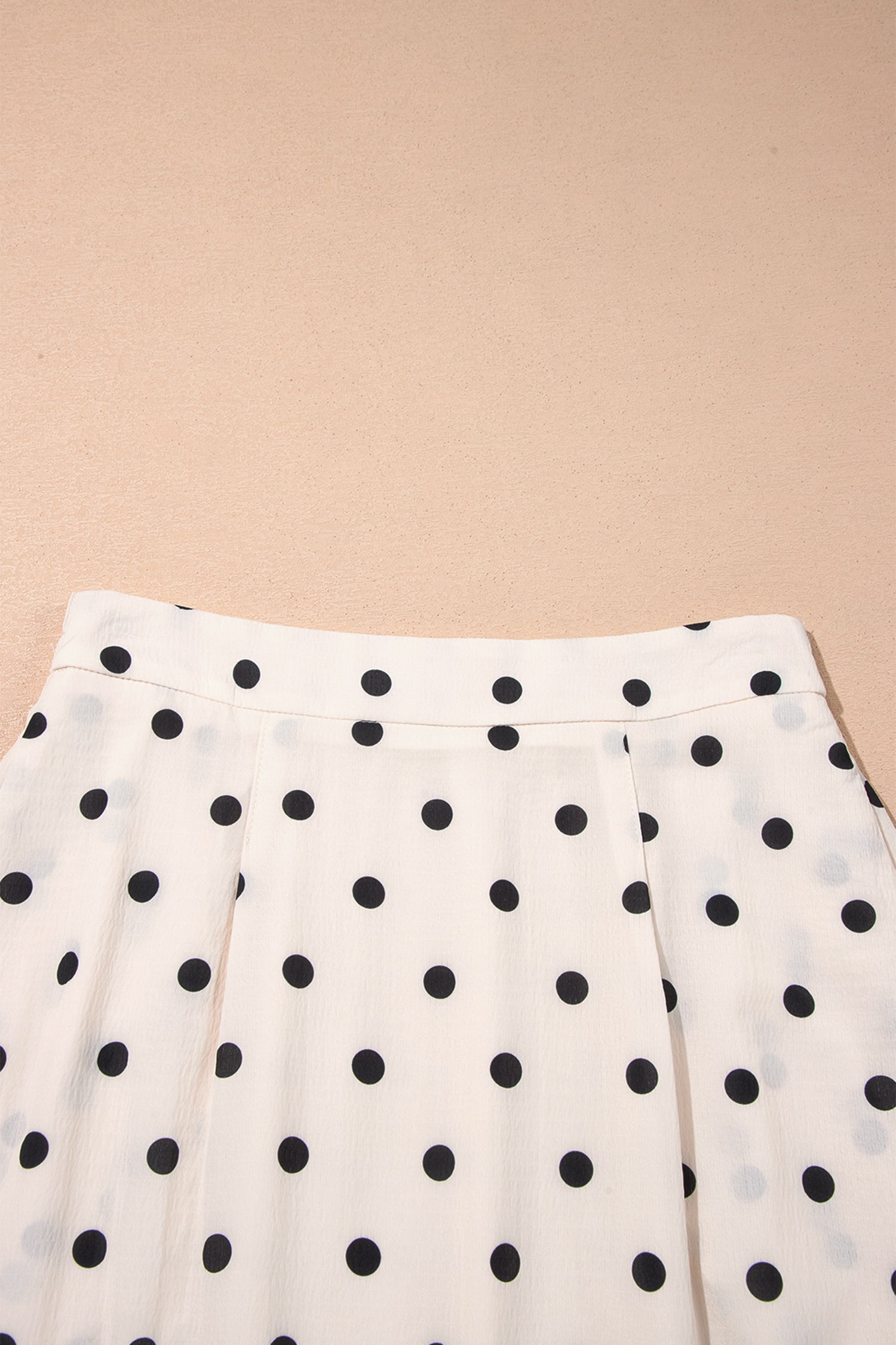 White Polka Dot Ruffled Slit Maxi Skirt